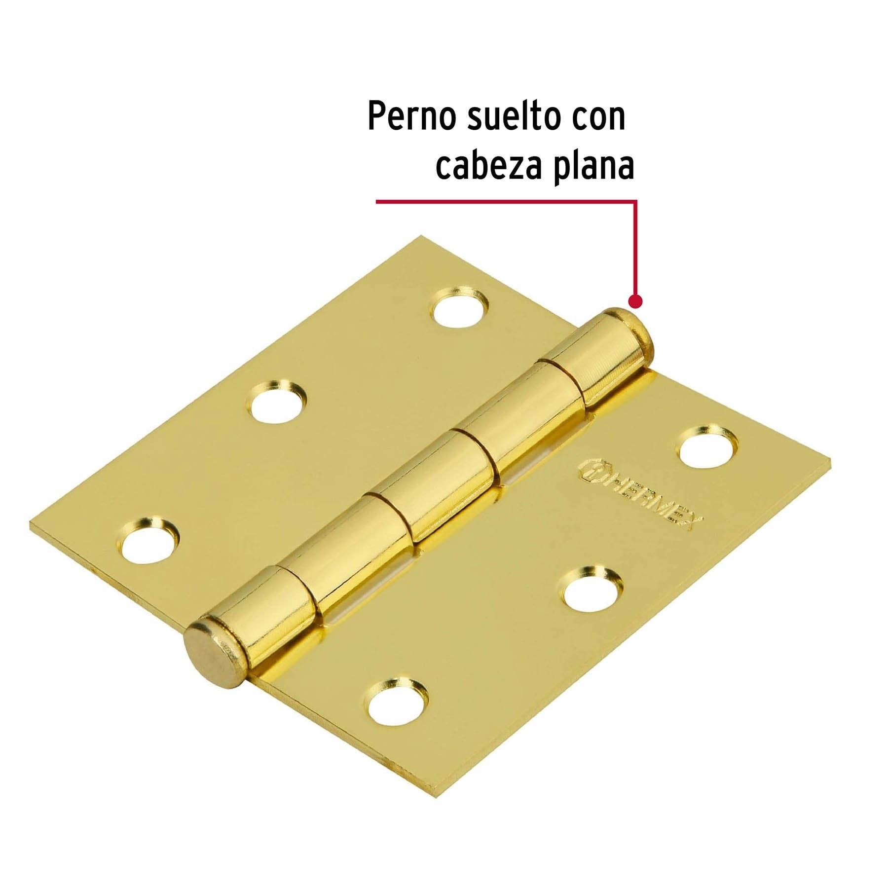 Bisagra cuadrada 3", latonado, cabeza plana, HERMEX - 43237