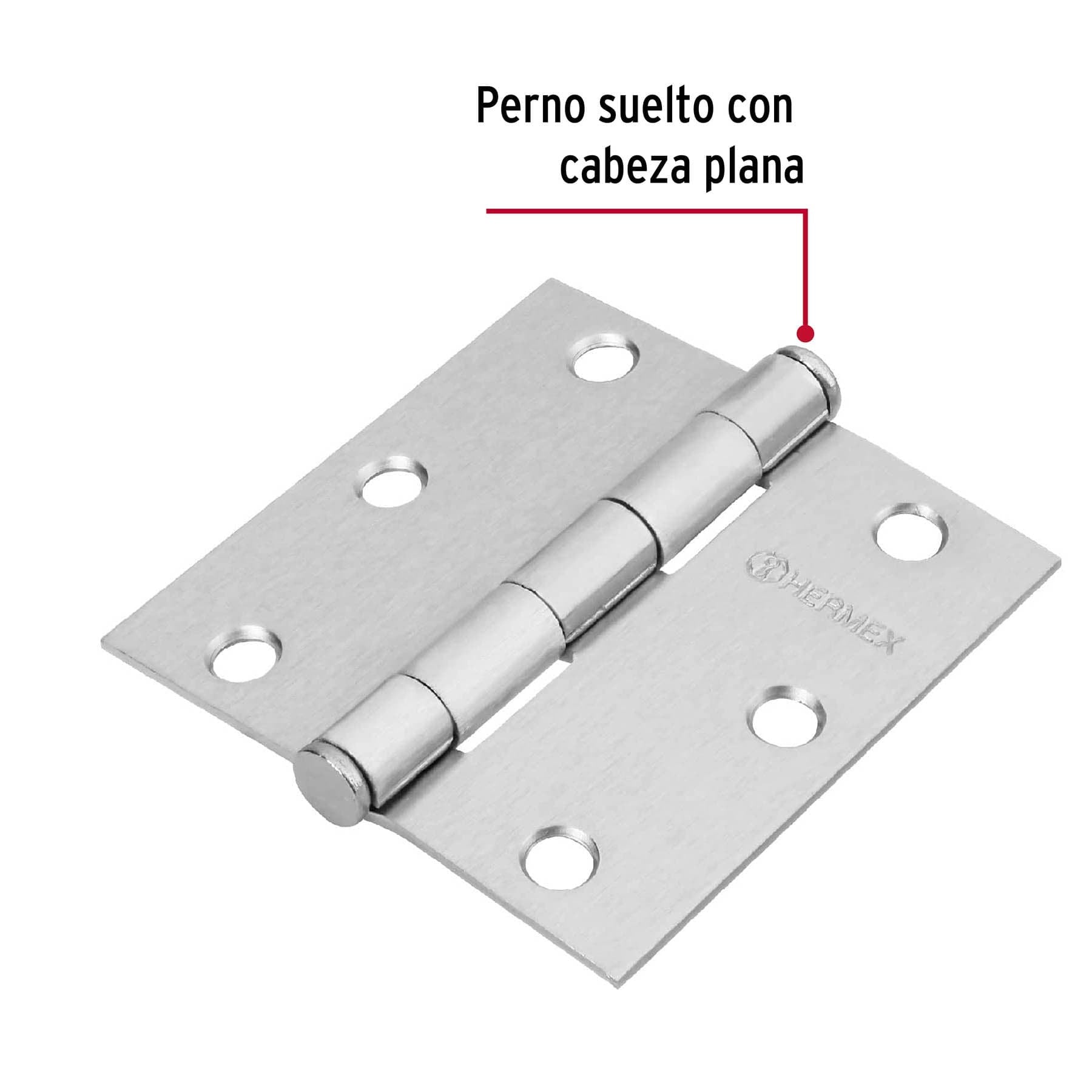 Bisagra cuadrada 3", satinado, cabeza plana, HERMEX - 43261
