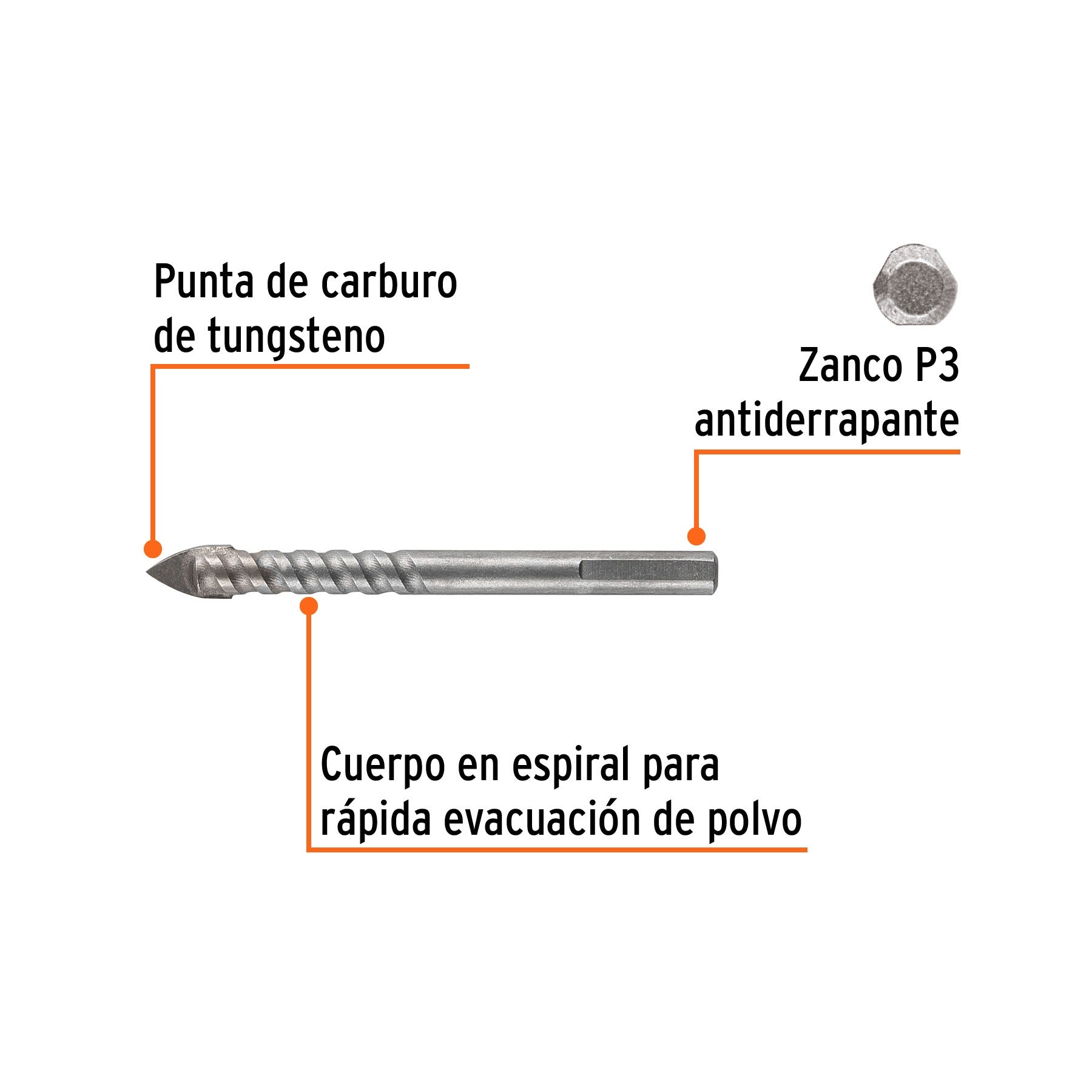 Broca para vidrio y azulejo 3/8", TRUPER 101829