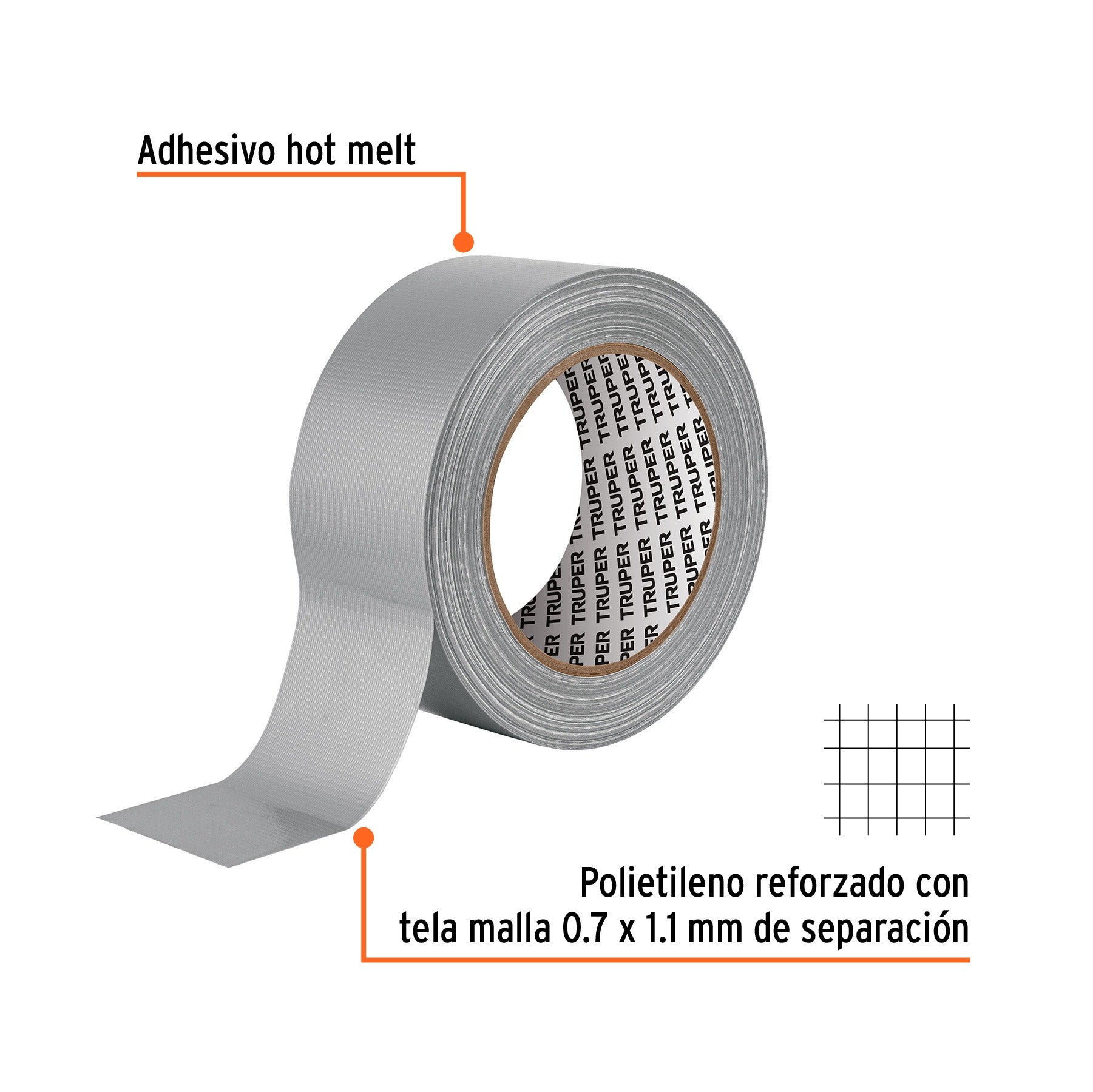 Cinta para ducto 30m x 48mm, espesor 0.19mm, TRUPER 12587
