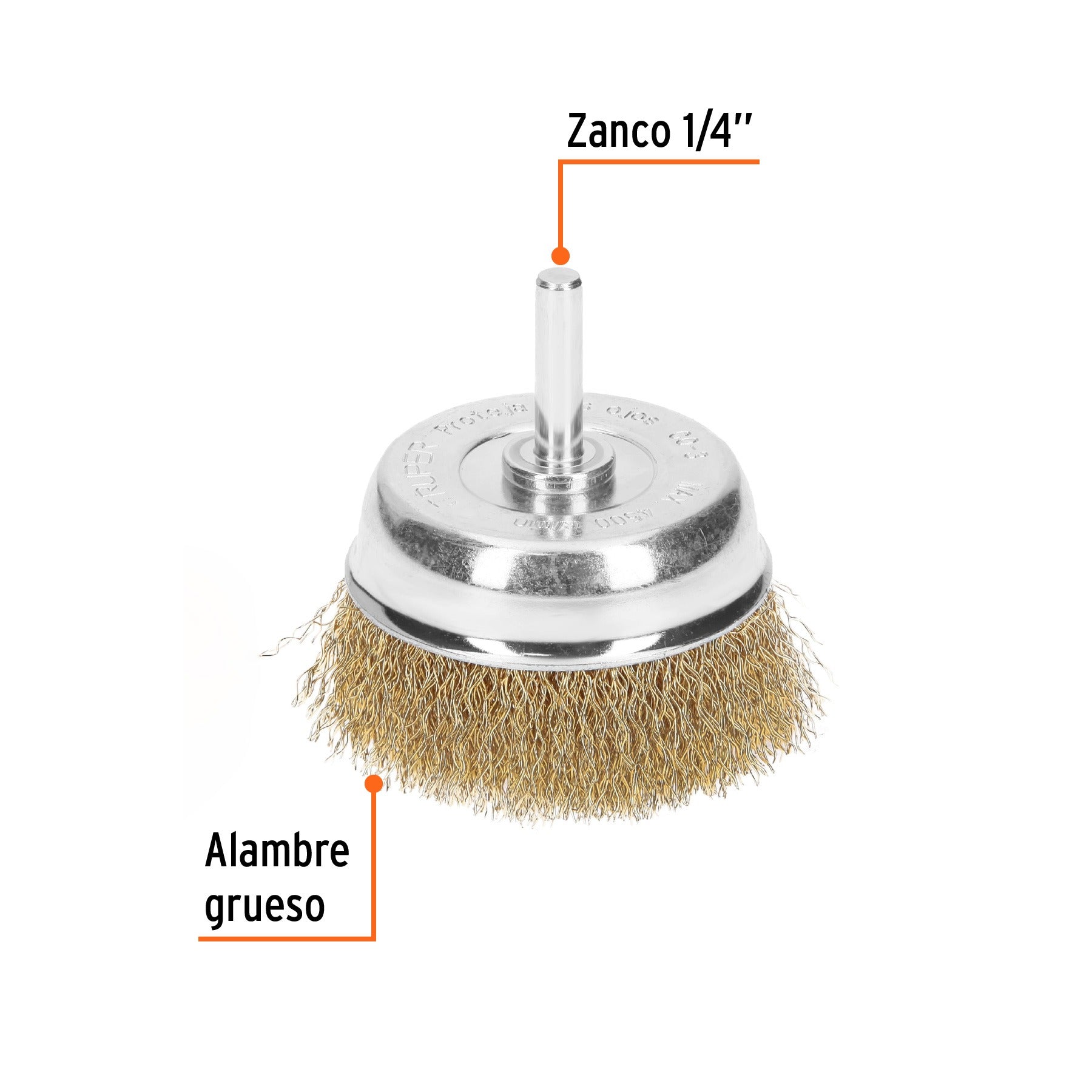 Carda de copa 2-3/4" alambre grueso para taladro, TRUPER 11572