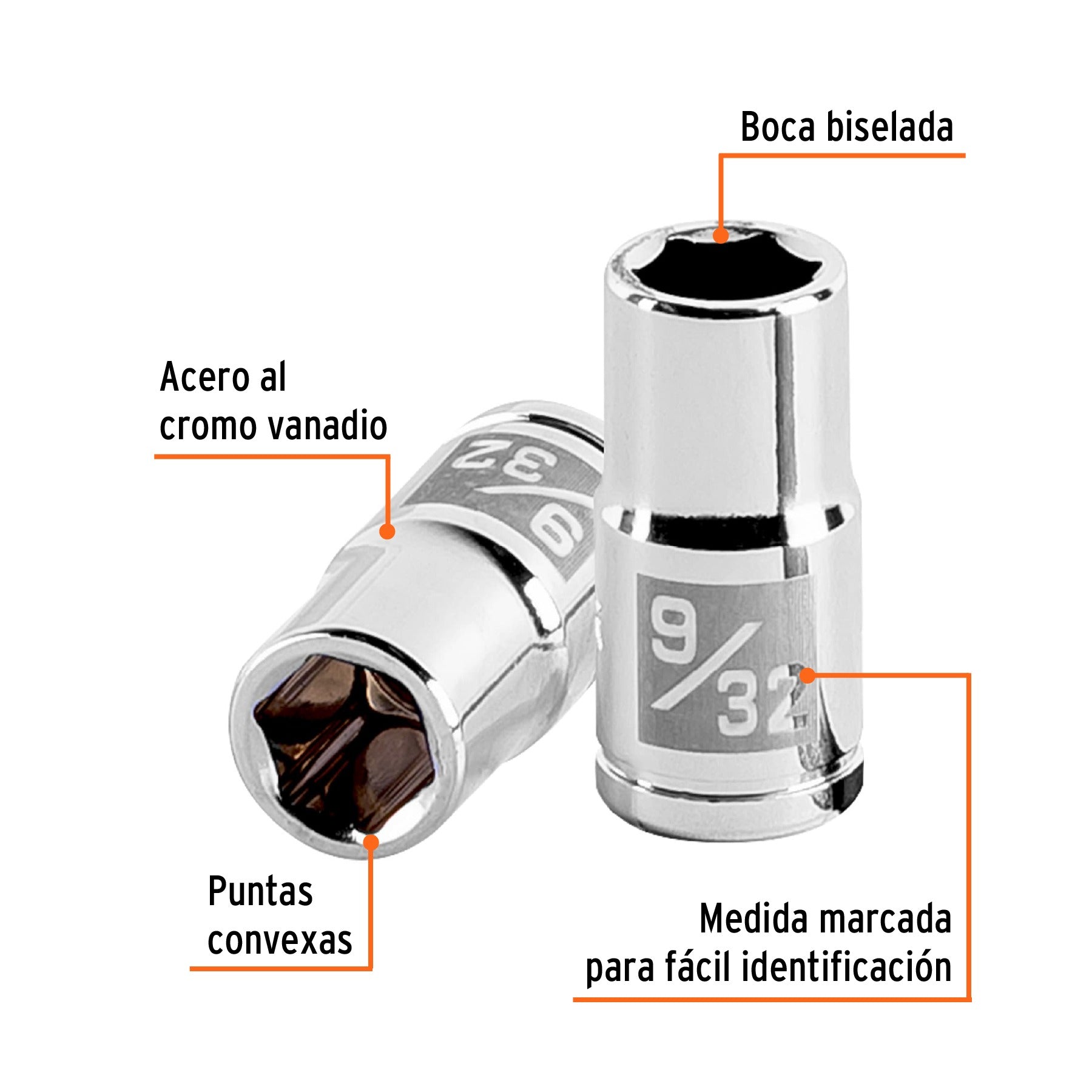 Dado de 9/32", 6 puntas, cuadro 1/4", TRUPER 13157