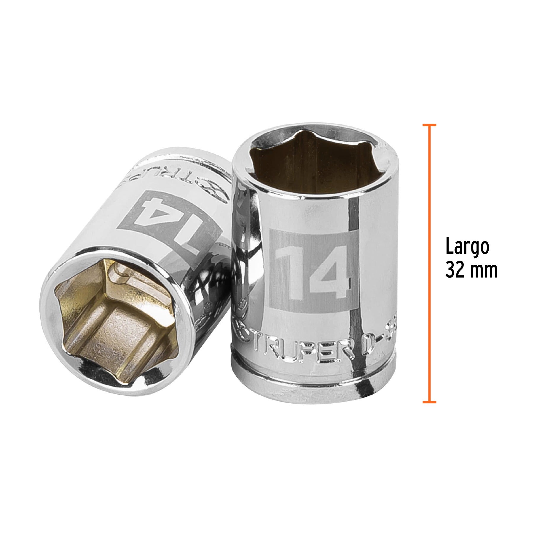 Dado de 14 mm, 6 puntas, cuadro 3/8", Truper 13678