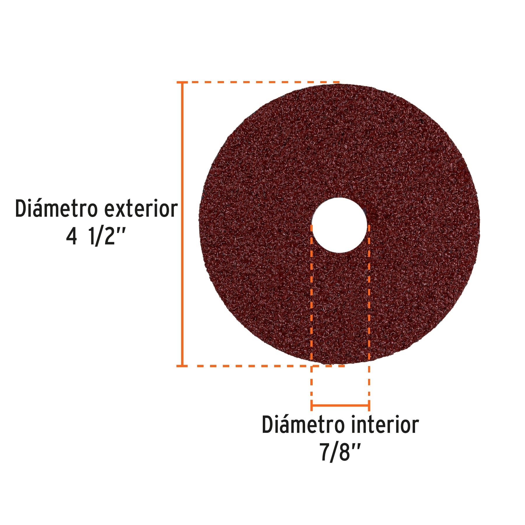 Disco de lija 4-1/2" con respaldo de fibra, grano 24, TRUPER 100124