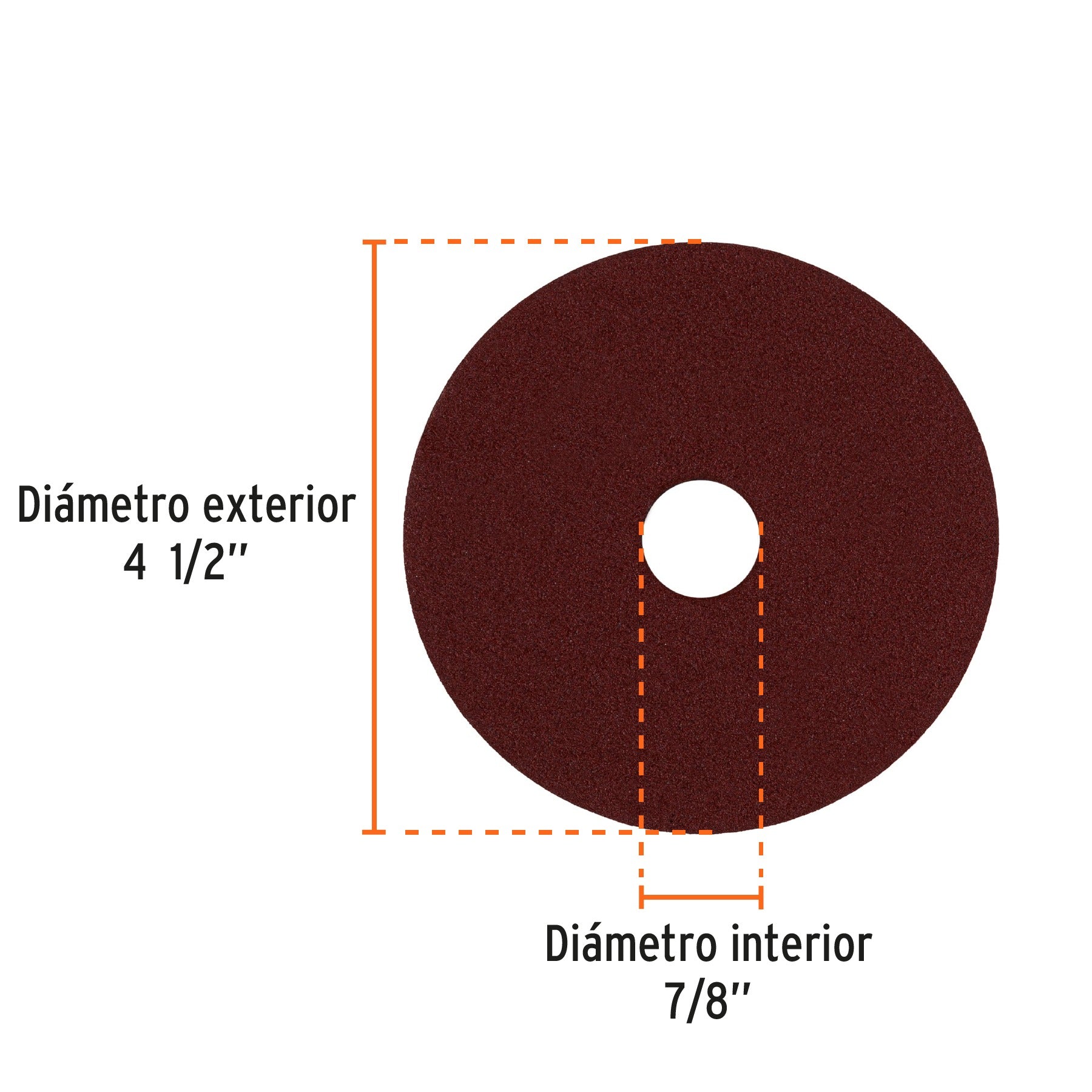 Disco de lija 4-1/2" con respaldo de fibra, grano 80, TRUPER 100127