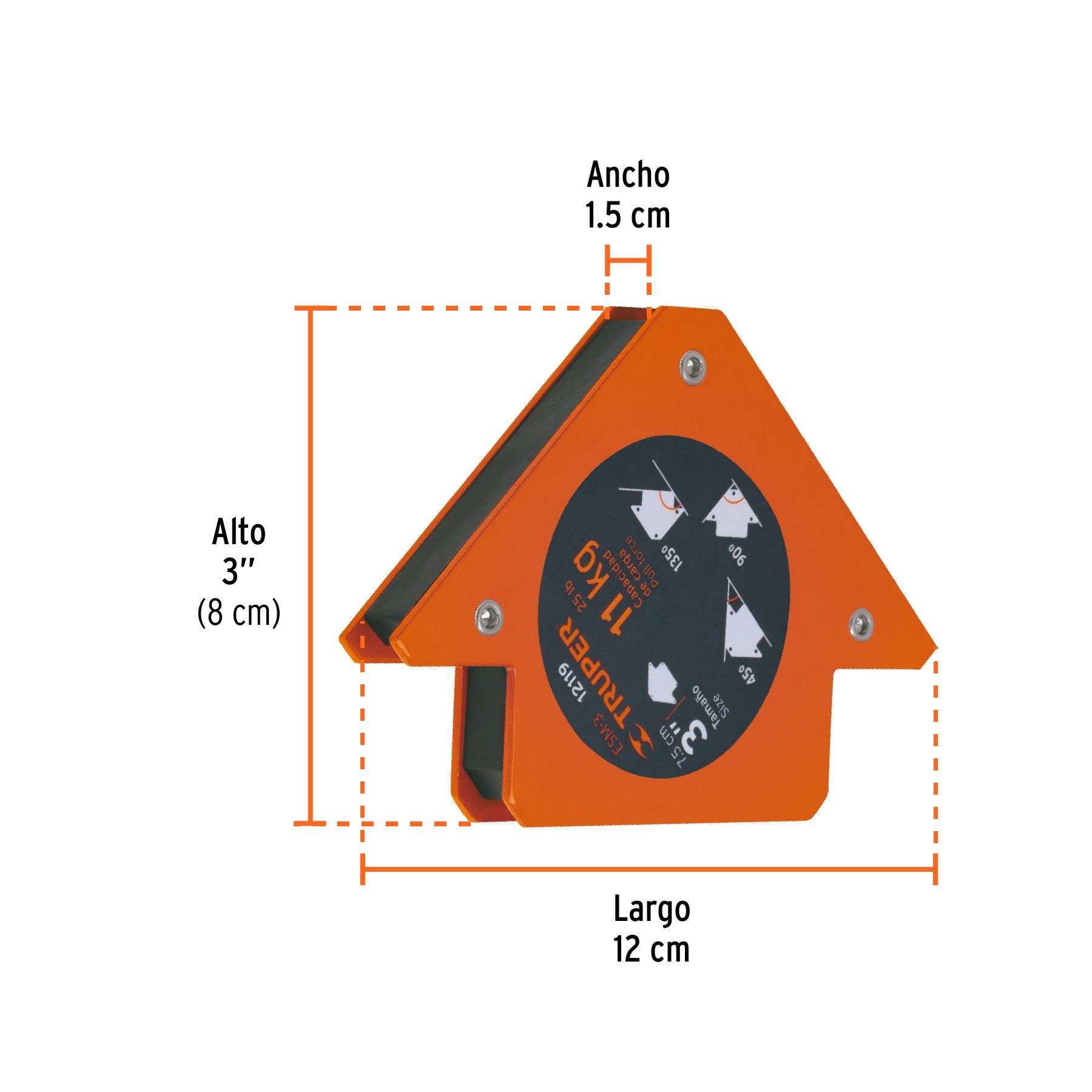 Escuadra magnética para soldar de 3", carga 11 kg, TRUPER 12119