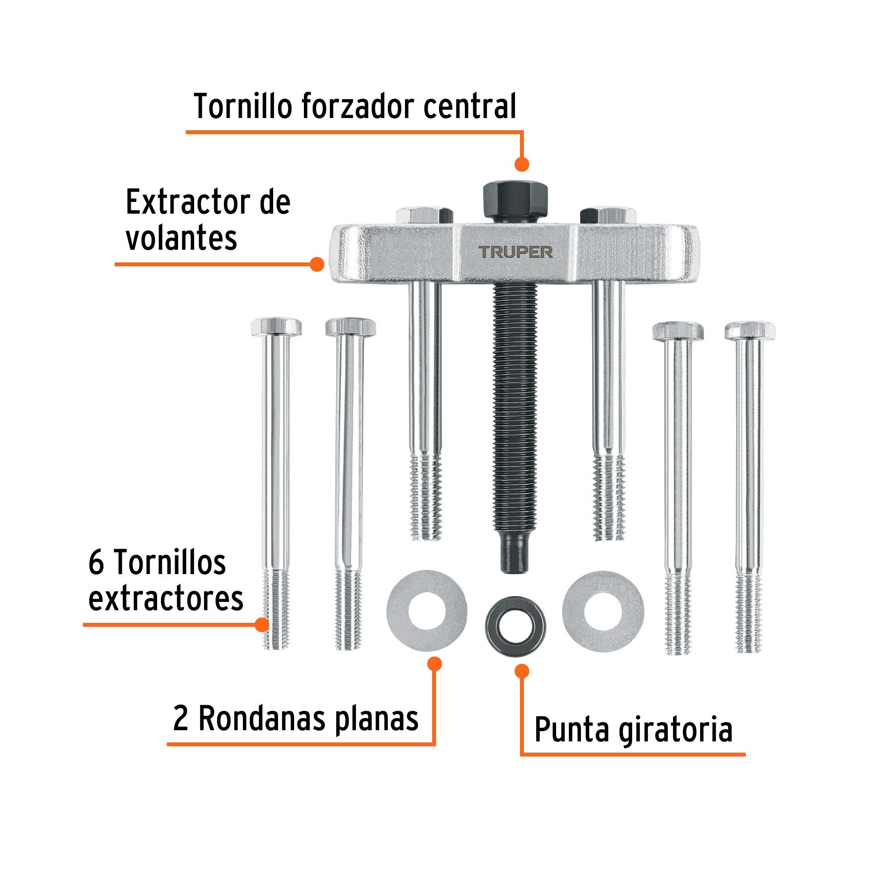 Extractor de volantes, 11 piezas, TRUPER - 14508