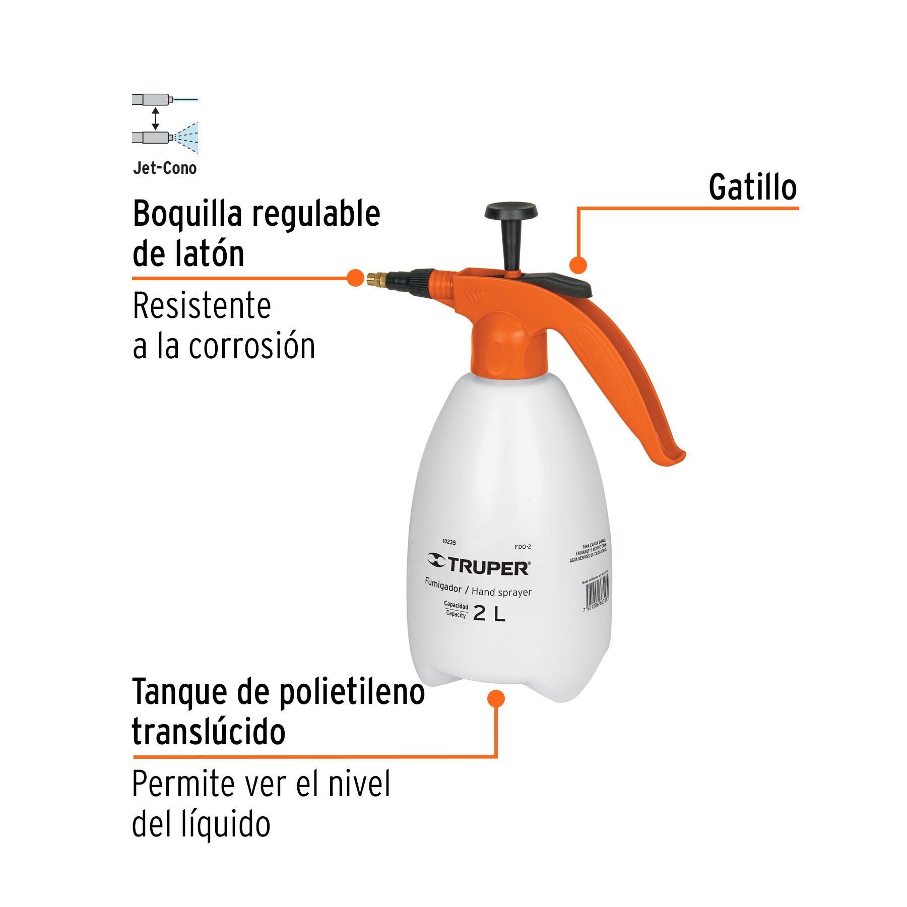 Fumigador de 2 litros doméstico, TRUPER 10235