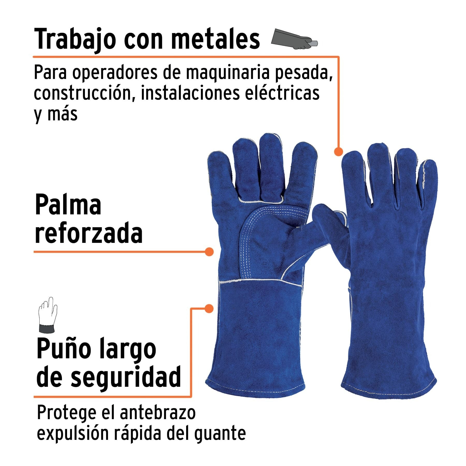 Guantes para soldador, reforzados, azules, TRUPER - 15246