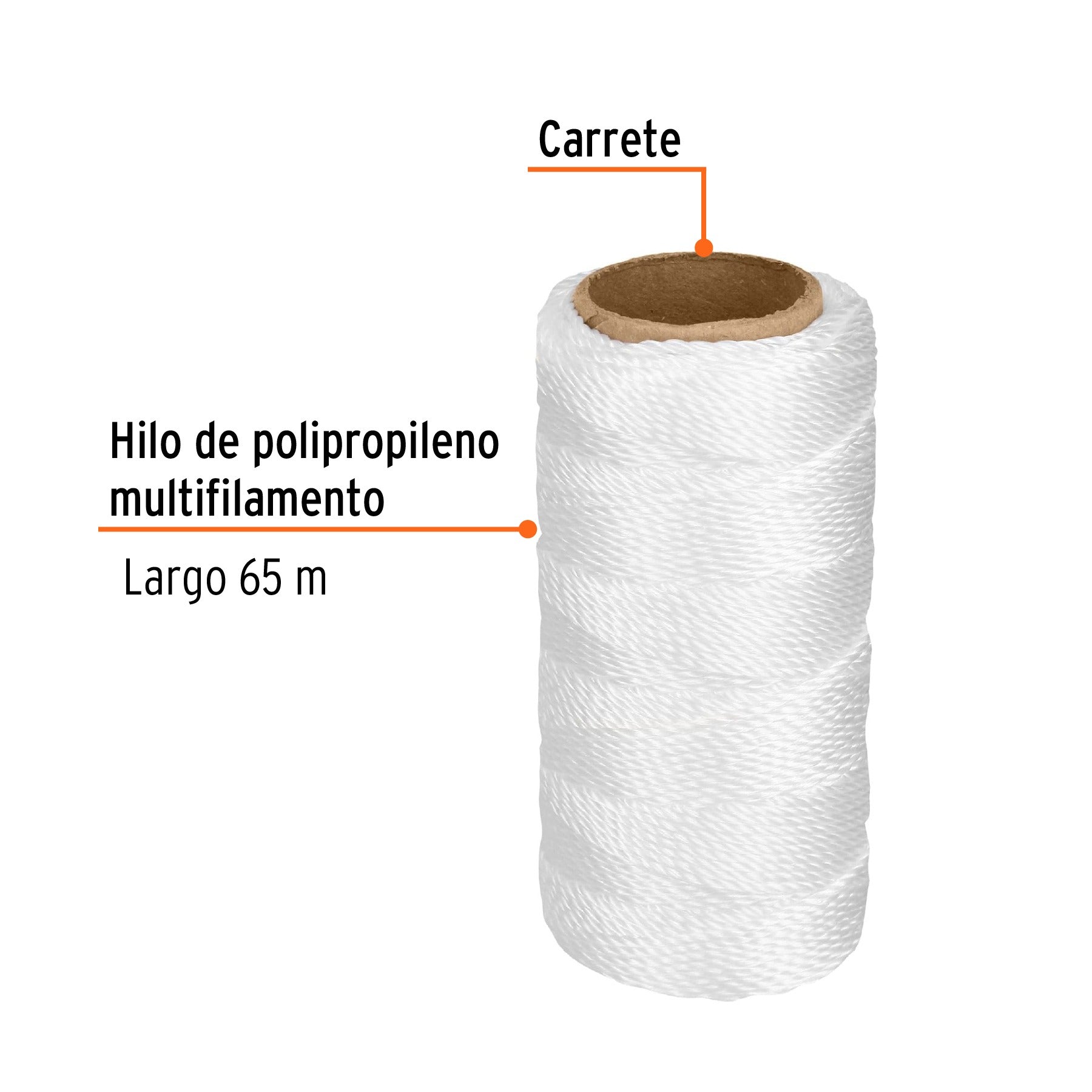 Carrete con 65 m de hilo para albañil blanco, TRUPER 12988