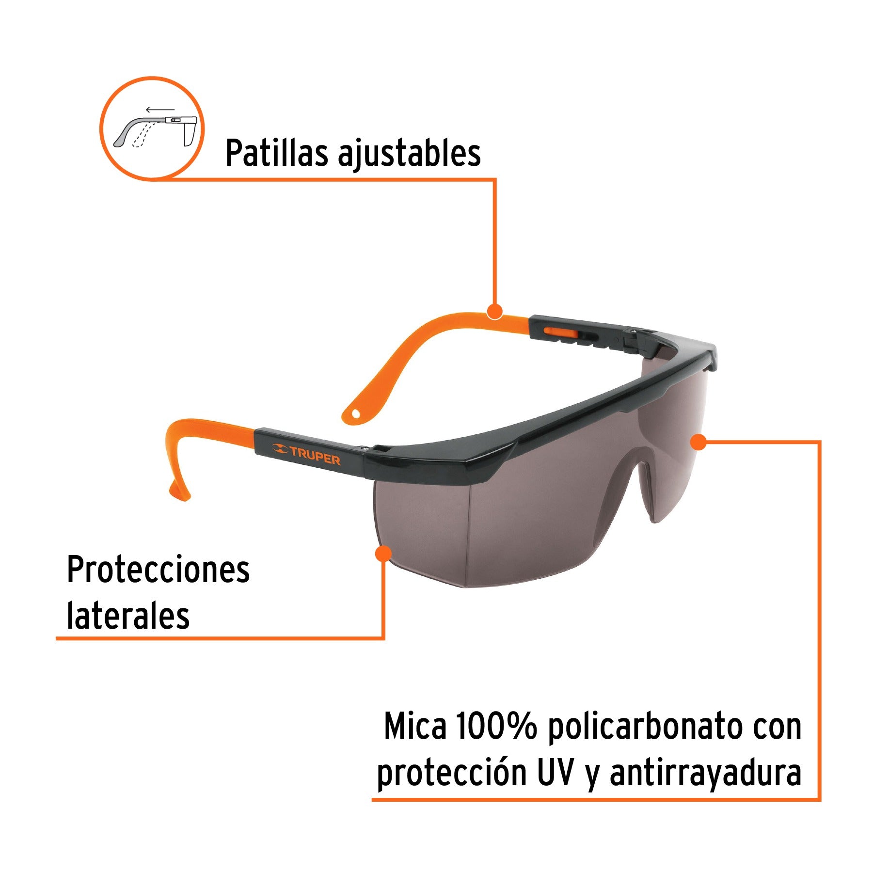 Lentes de seguridad ajustables grises, TRUPER 14213