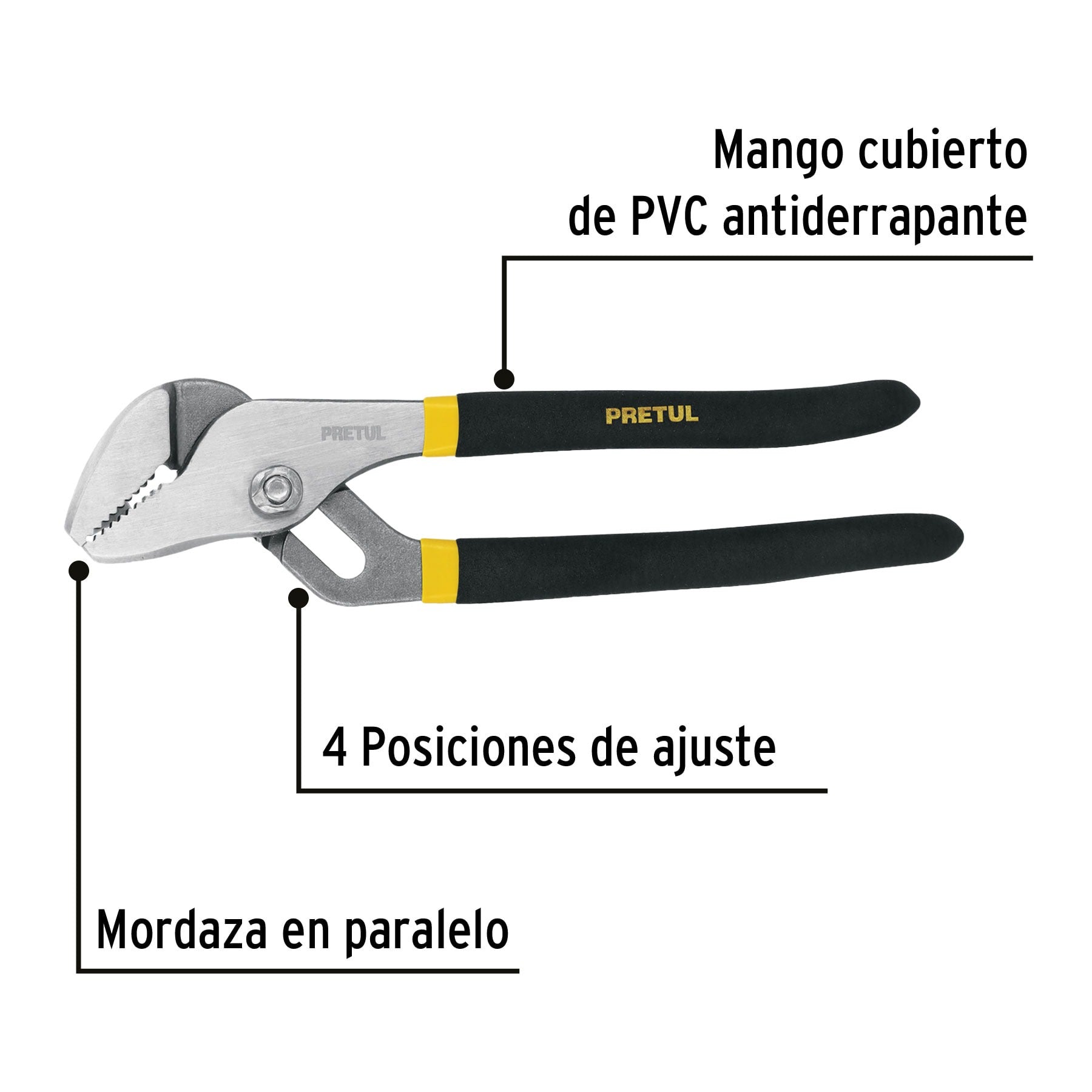 Pinza de extensión 8" mango de PVC, PRETUL - 28161
