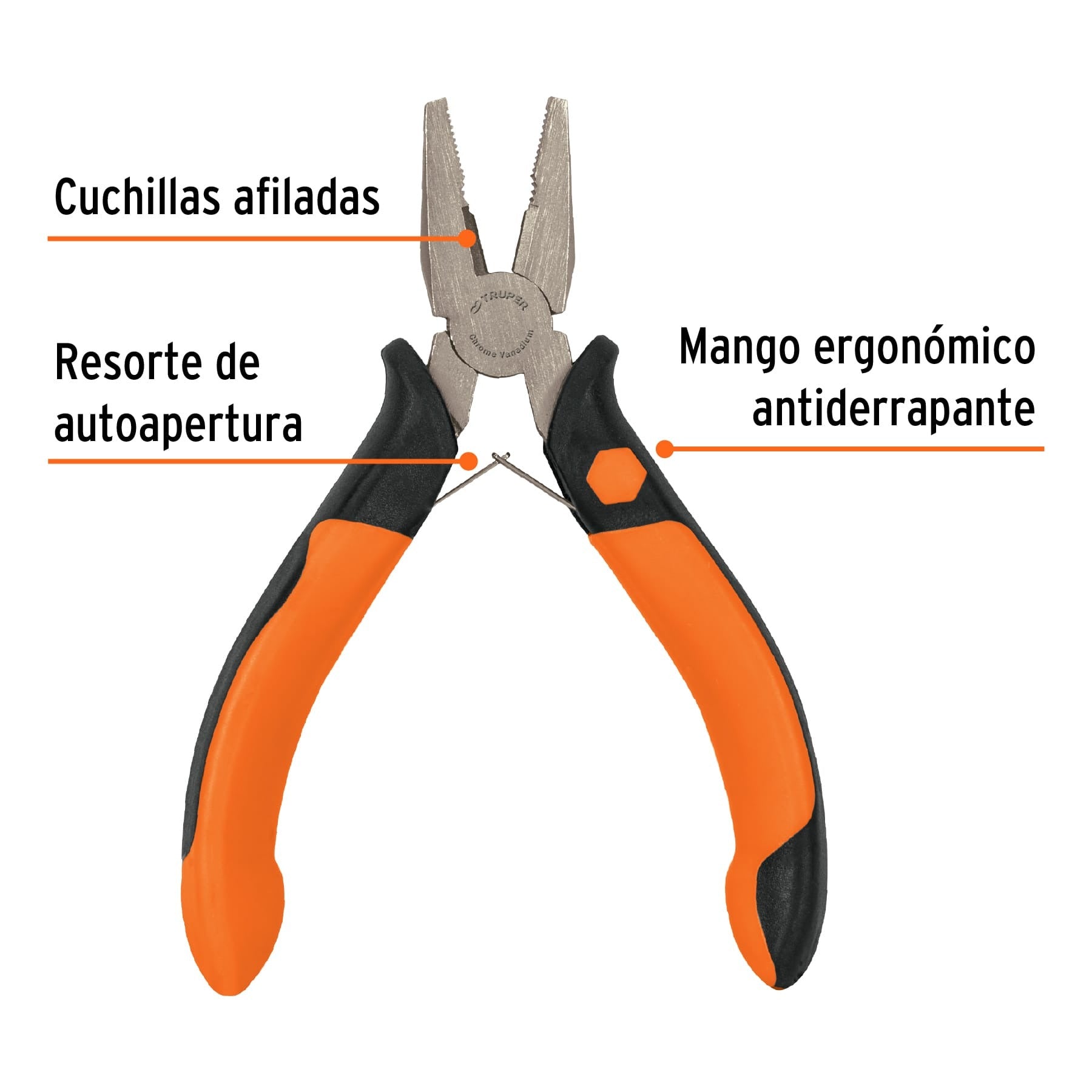 Mini pinza para electricista 5" mango Comfort Grip, TRUPER - 17371