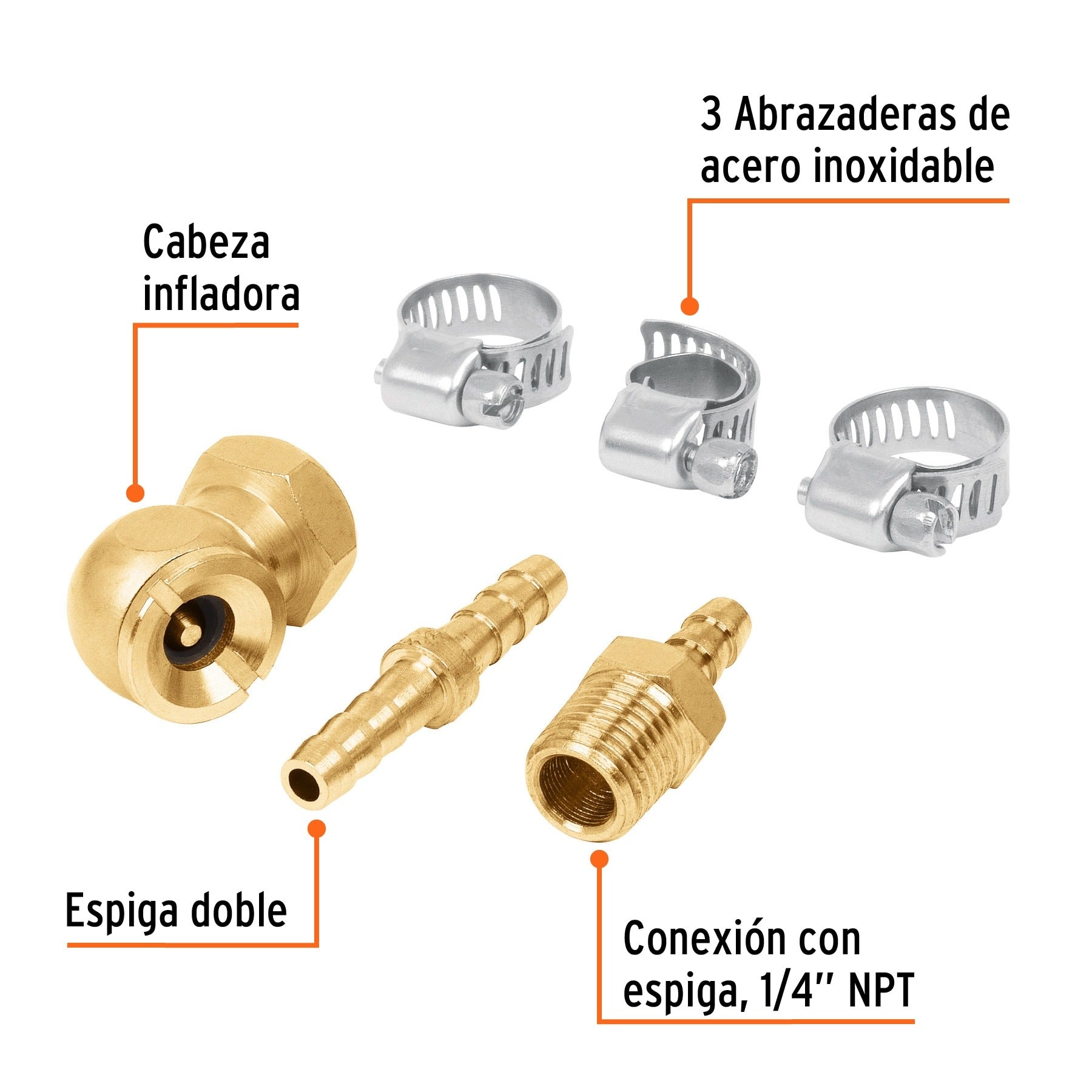 Juego de 6 piezas para reparar mangueras de 3/8" NPT, TRUPER 19021