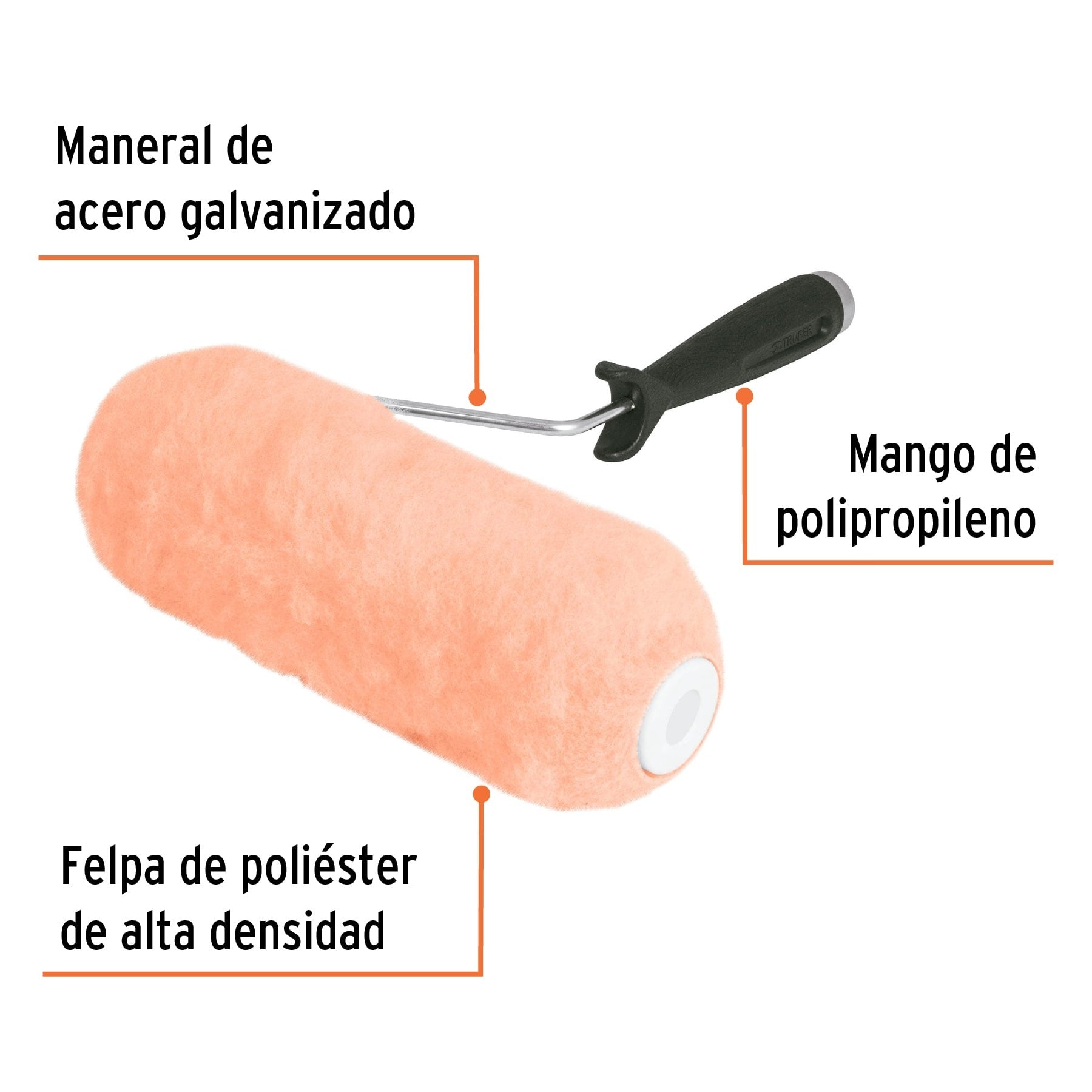 Rodillo para pintar 9 x 1" superficies muy rugosas, TRUPER 13878