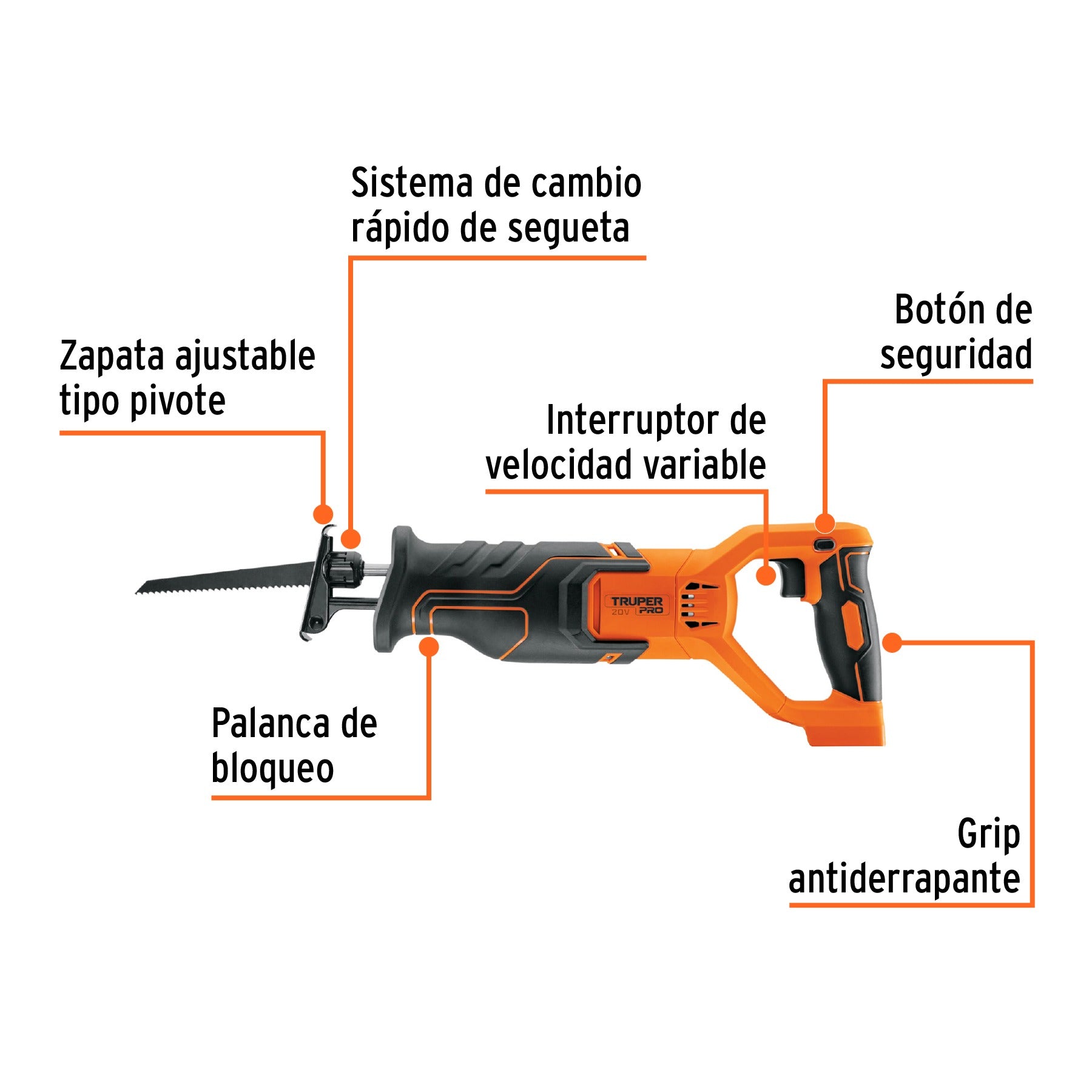 Sierra sable, 20V, sin accesorios, TRUPER - 103259