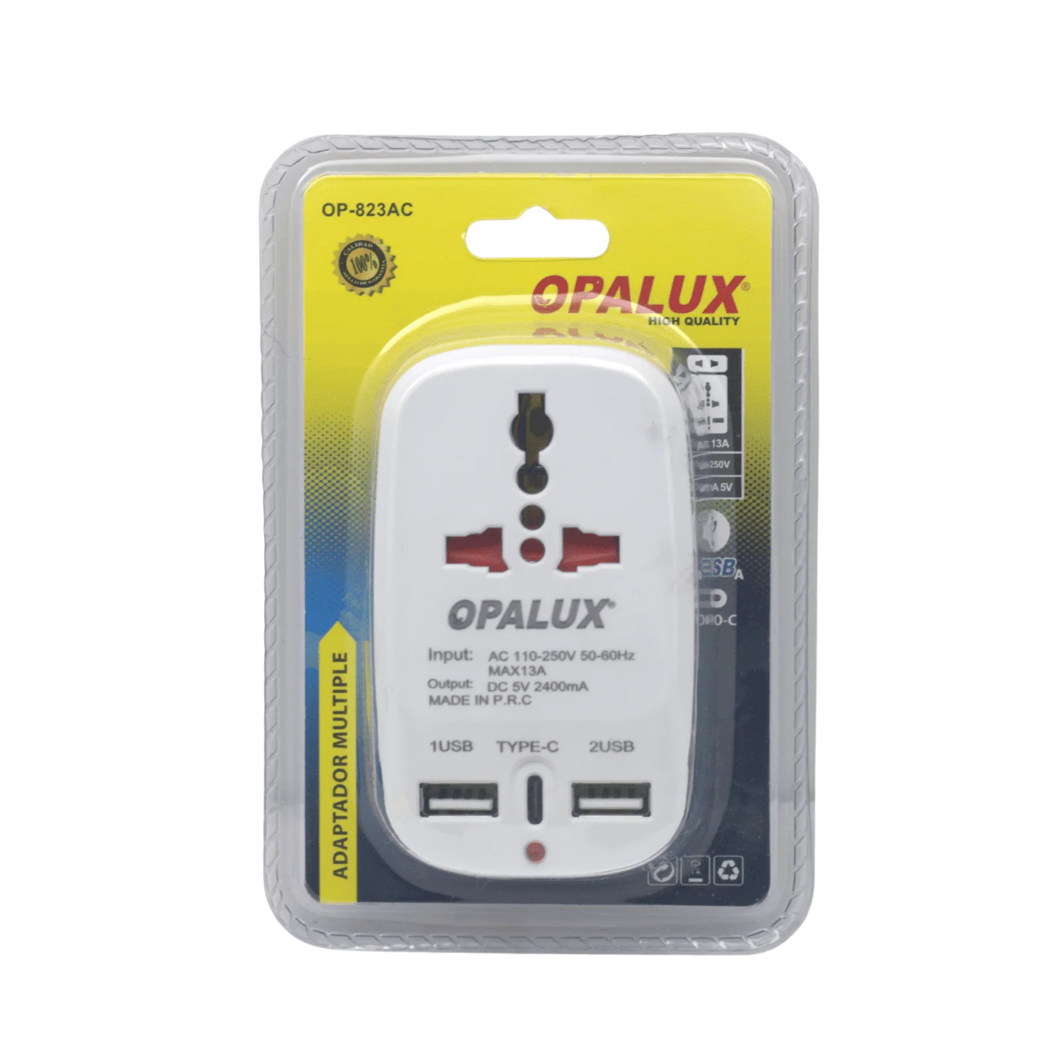 Adaptador Múltiple 2 Entradas Tipo A + 1 Tipo C OP-823AC OPALUX