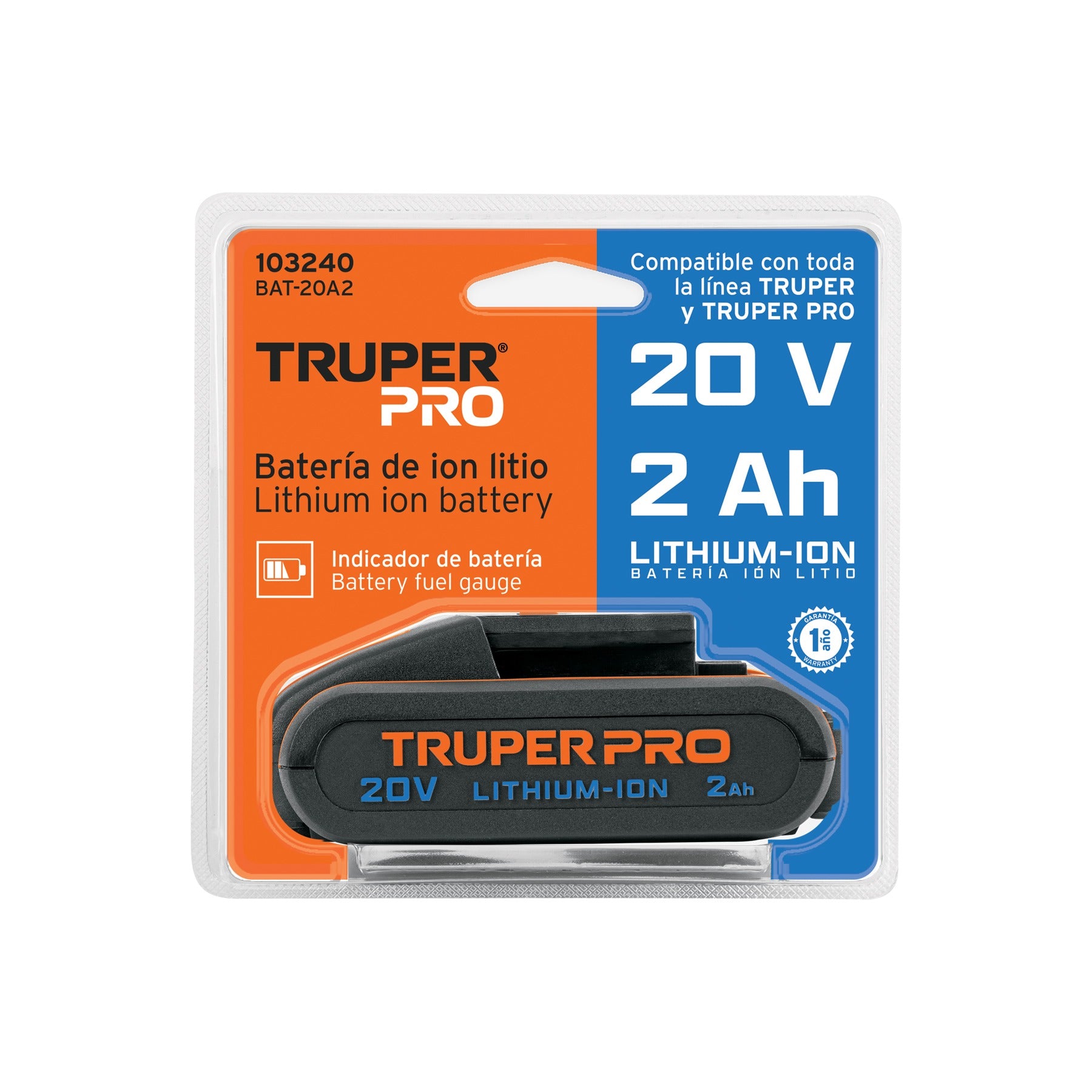 Batería ion litio, 20V, 2 Ah, TRUPER - 103240