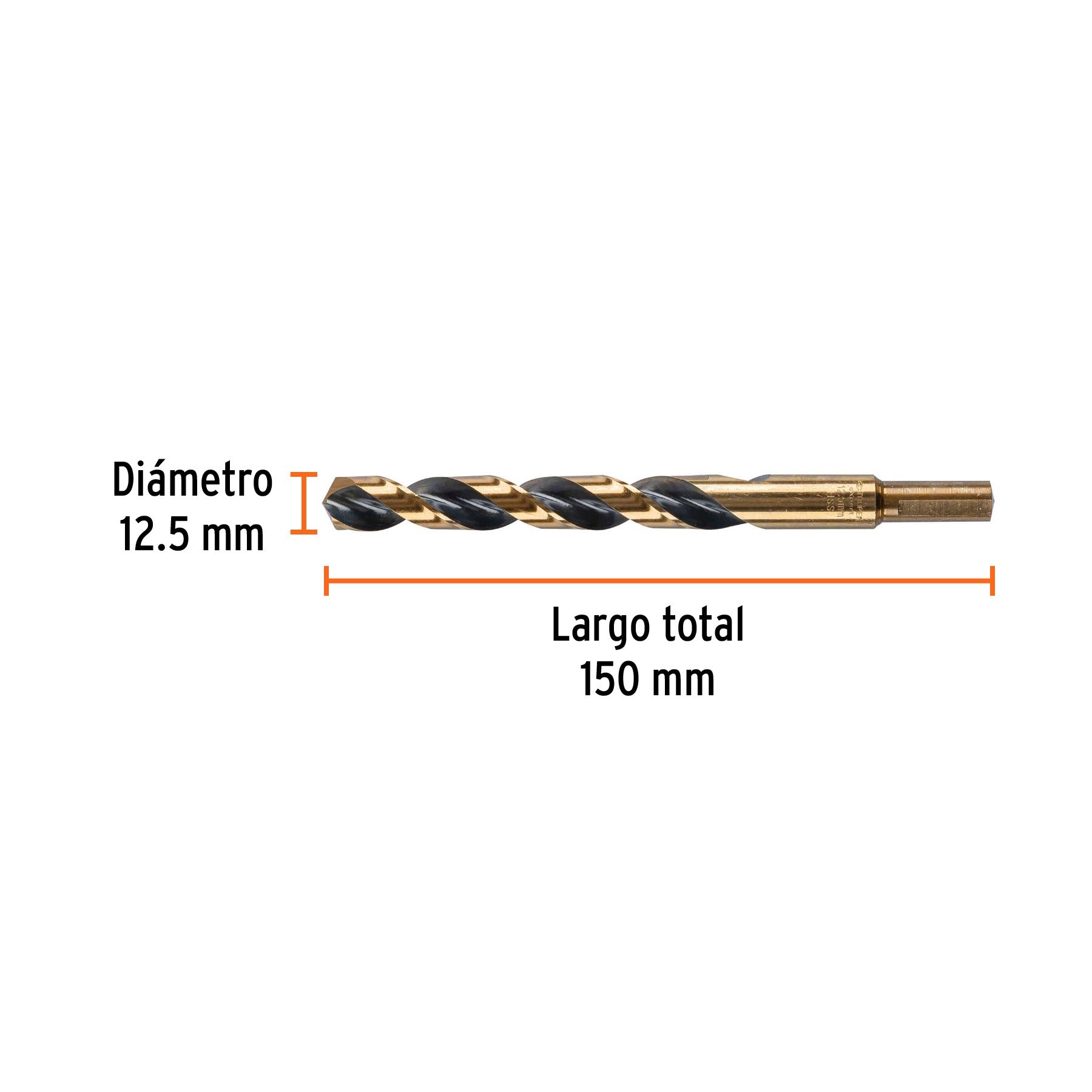 Broca HSS 12.5 mm Trugold para metal, TRUPER 14335