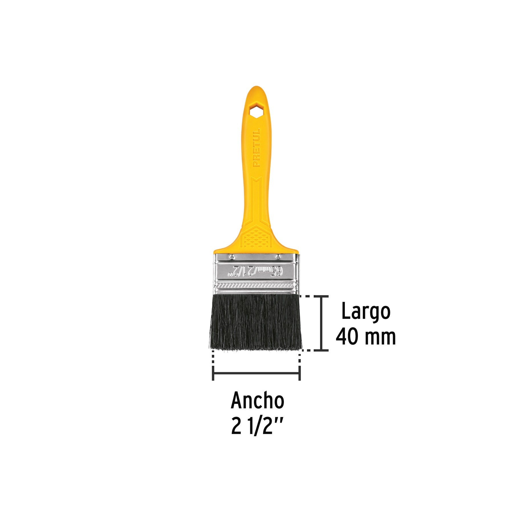 Brocha uso general de 2-1/2" con mango de plástico, PRETUL 21527