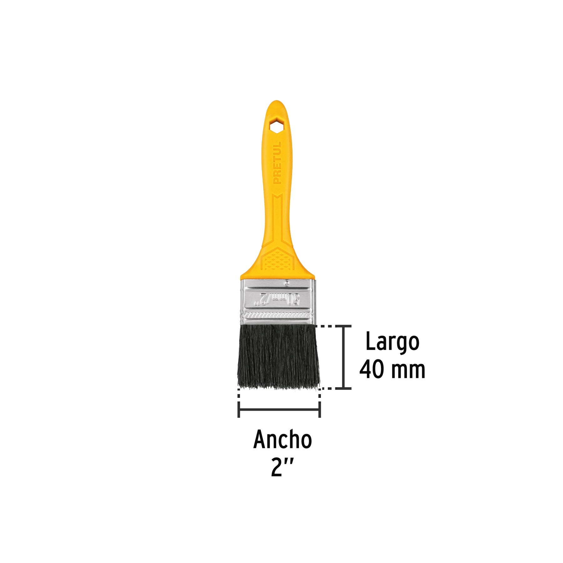 Brocha uso general de 2" con mango de plástico, PRETUL 21526