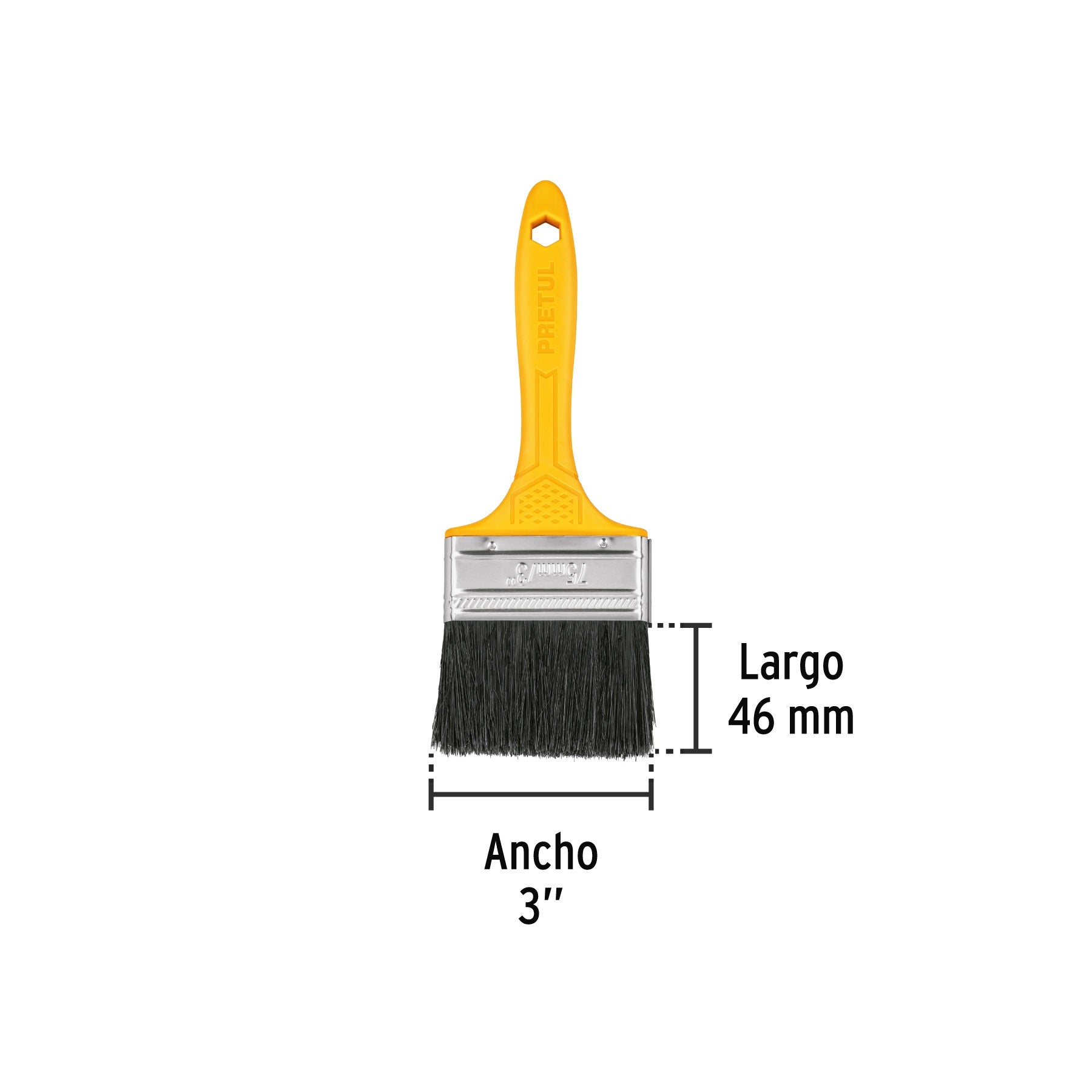 Brocha uso general de 3" con mango de plástico, PRETUL 21528