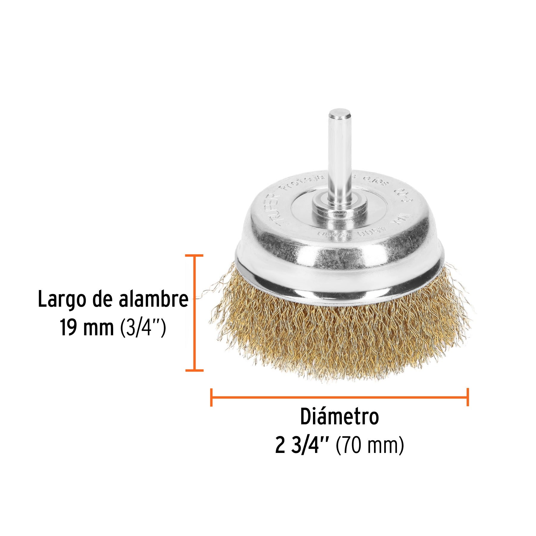 Carda de copa 2-3/4" alambre grueso para taladro, TRUPER 11572