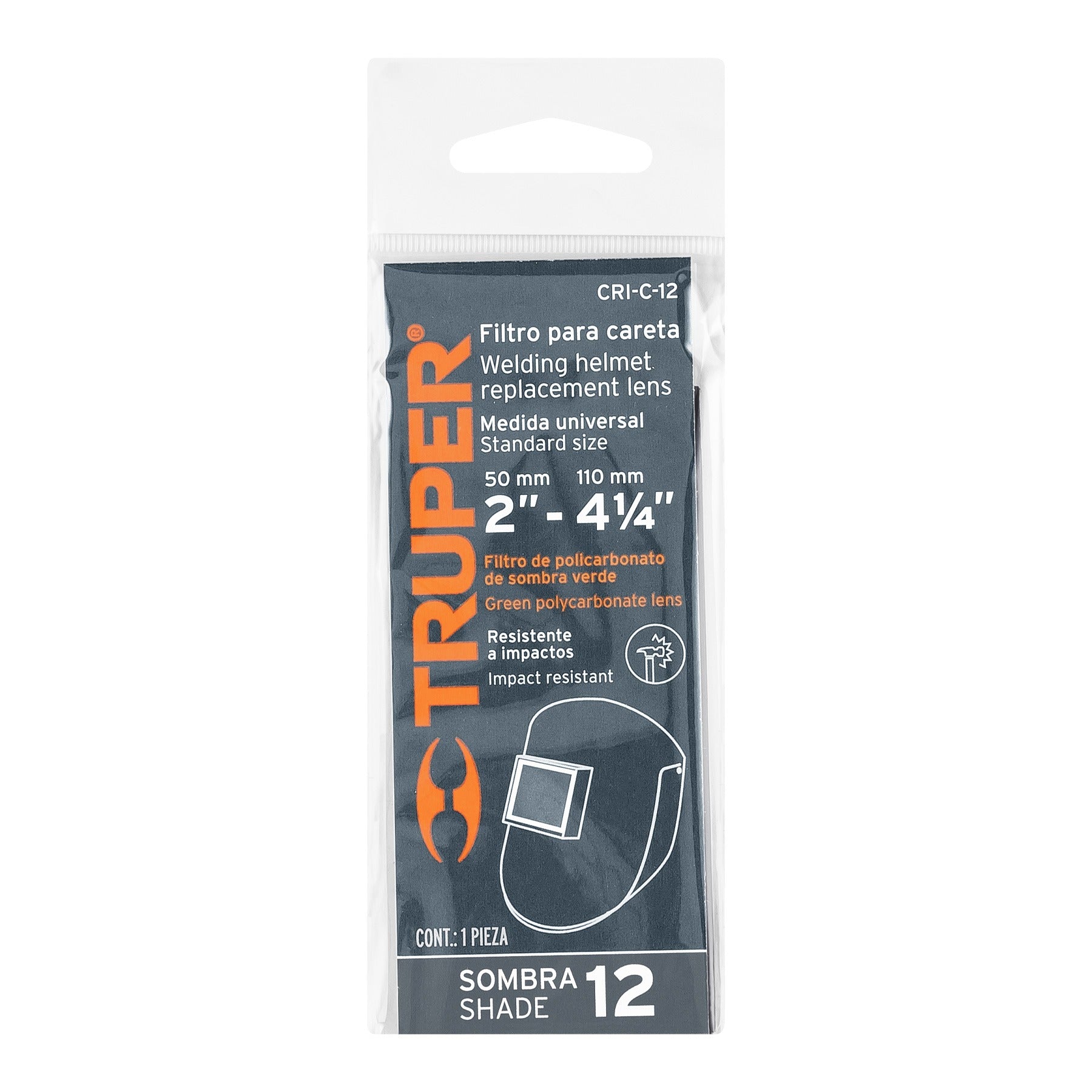 Lente sombra 12 para caretas , TRUPER 14276