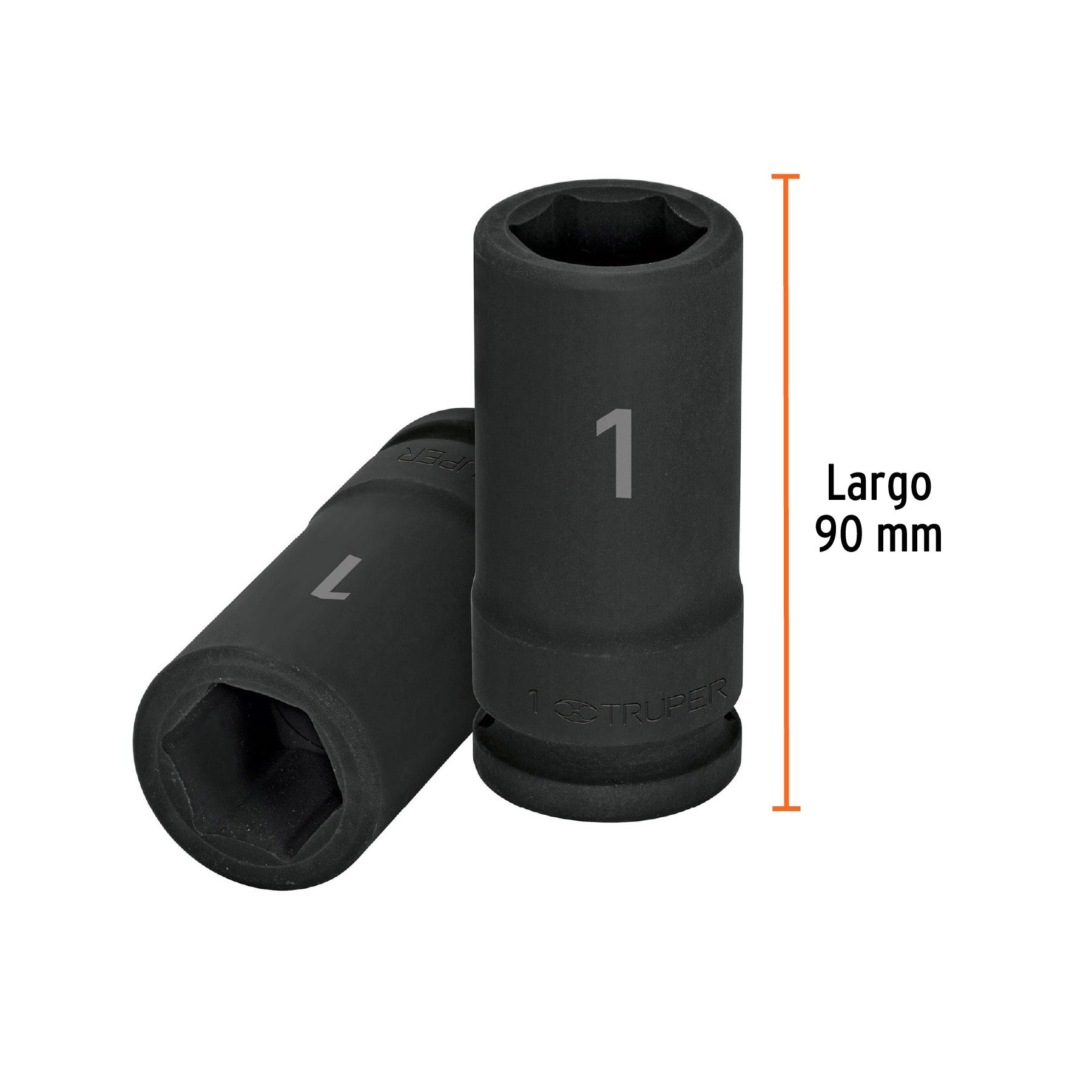 Dado largo de impacto de 1 pulg, 6 puntas, cuadro 3/4", TRUPER 12434