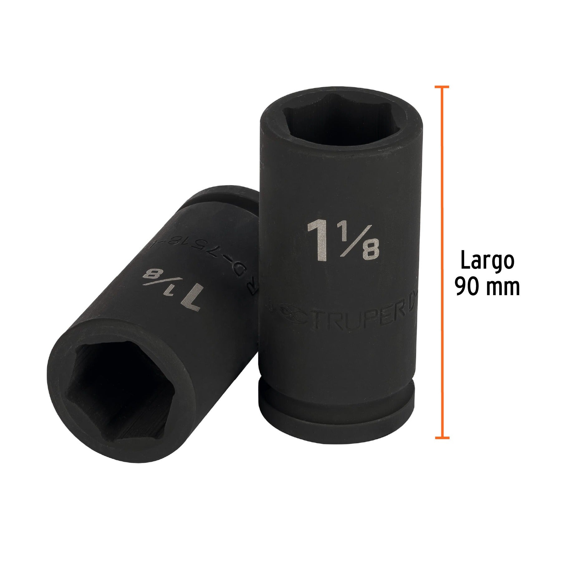 Dado largo de impacto de 1-1/8", 6 puntas, cuadro 3/4" TRUPER 12436