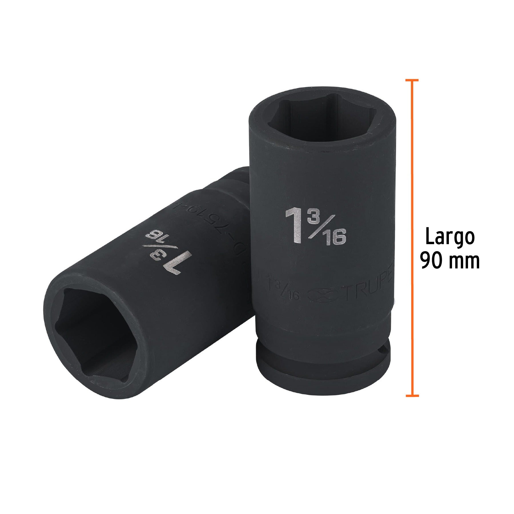 Dado largo de impacto de 1-3/16", 6 puntas, cuadro 3/4" TRUPER 100947