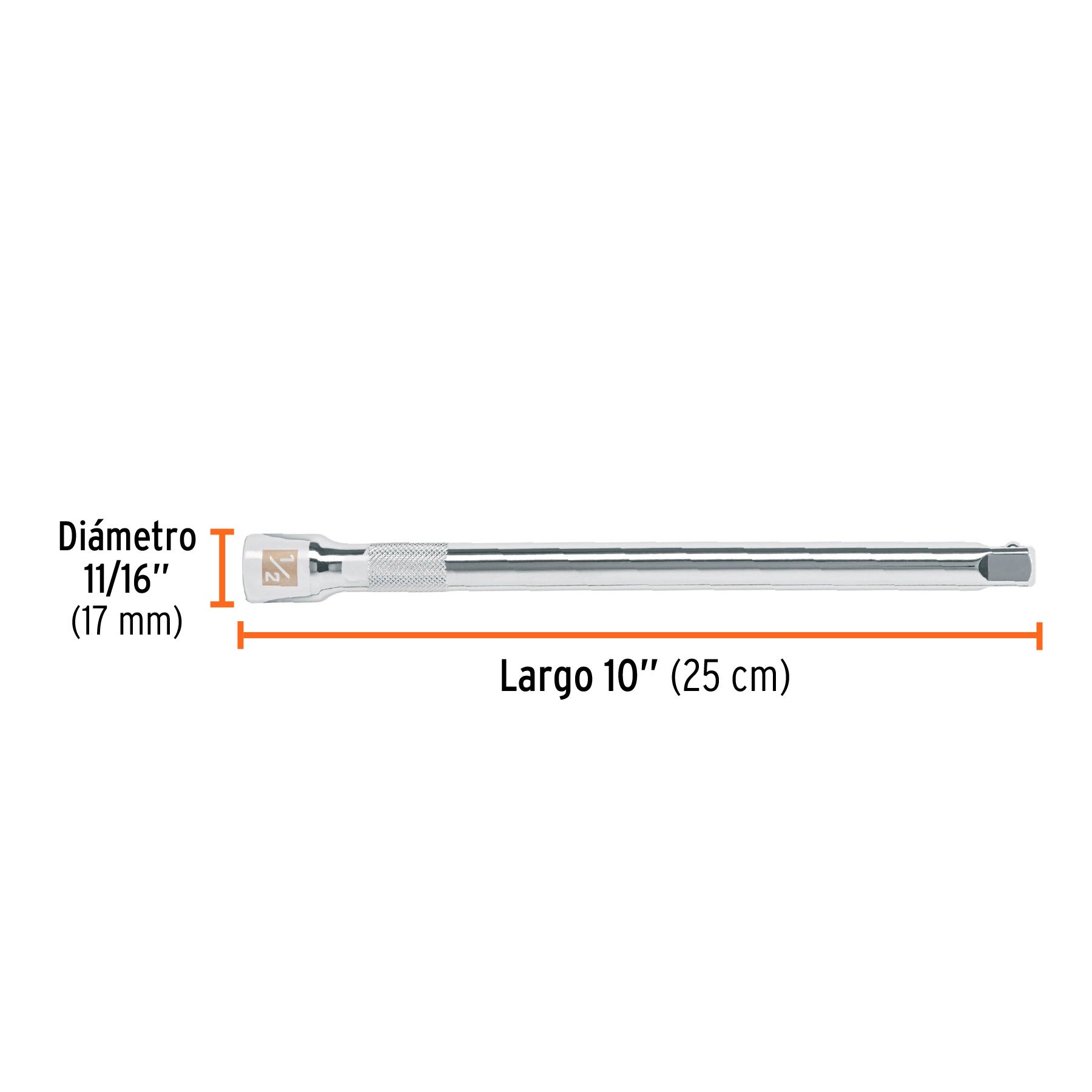 Extensión cuadro 1/2" para matraca, largo 10", TRUPER - 13418