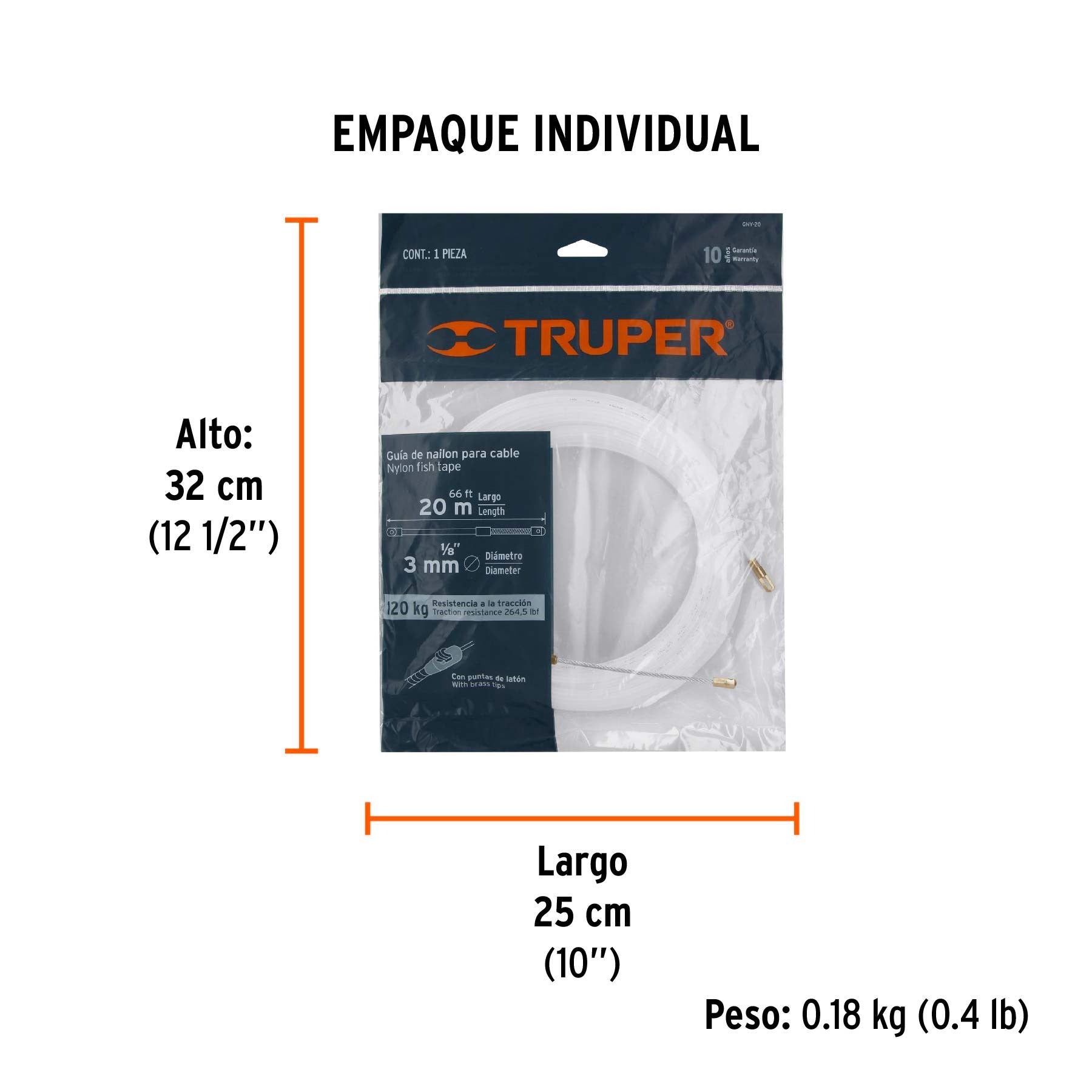 Guía de nylon de 20 m para cable, Truper - 17757