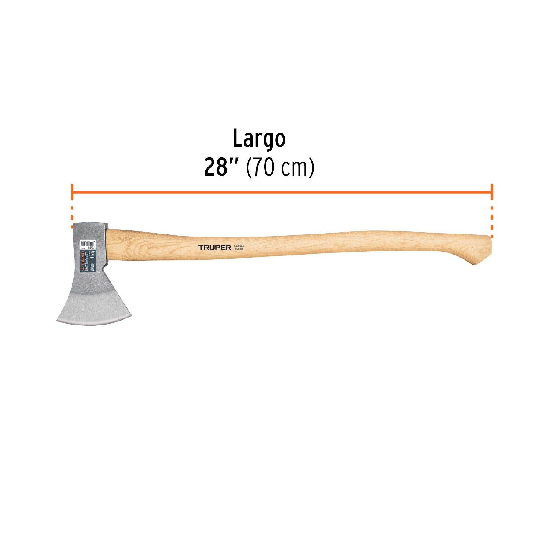 Hacha europea 1000 g, mango hickory 28", TRUPER - 101768