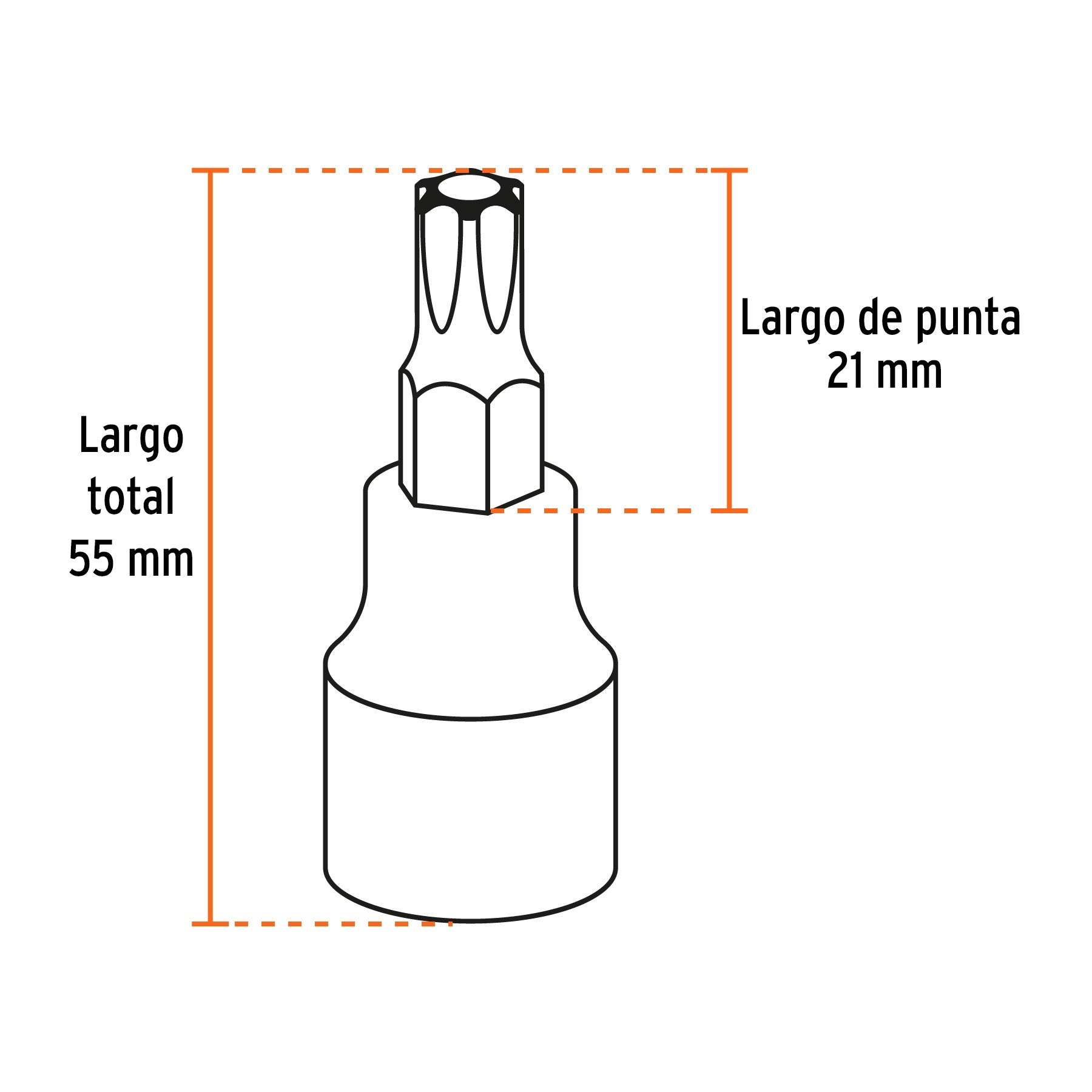 Juego de 7 dados cuadro 1/2" punta torx, estuche metálico TRUPER 13928