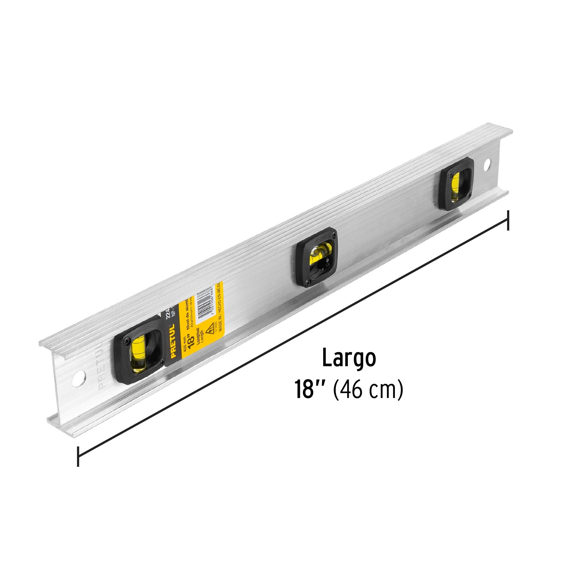 Nivel de 18" con cuerpo de aluminio, PRETUL - 22458