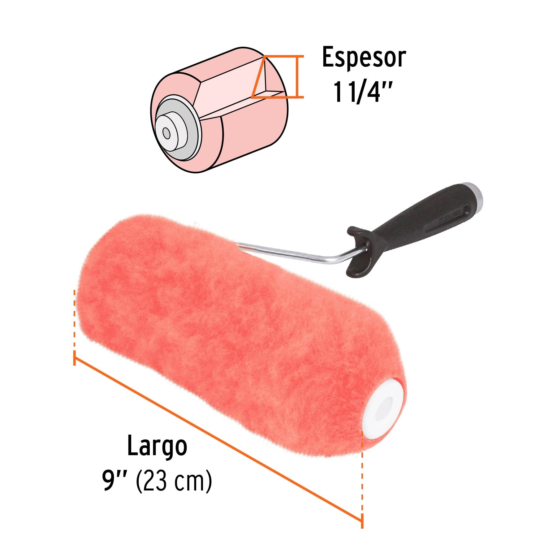 Rodillo para pintar 9 x 1-1/4" superficies extra rugosas TRUPER 13879