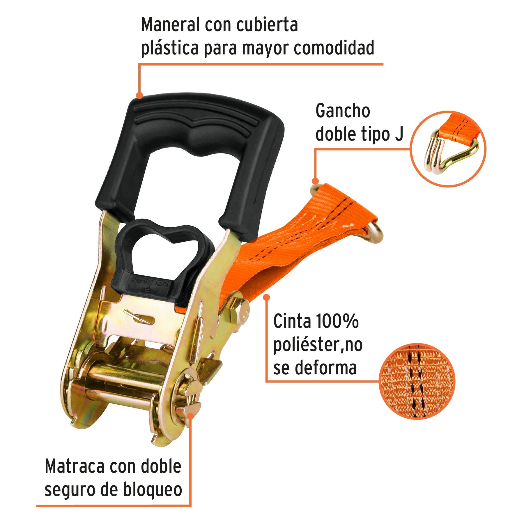 Juego de 2 sujetadores con matraca carga máxima 1500 kg Truper 101831
