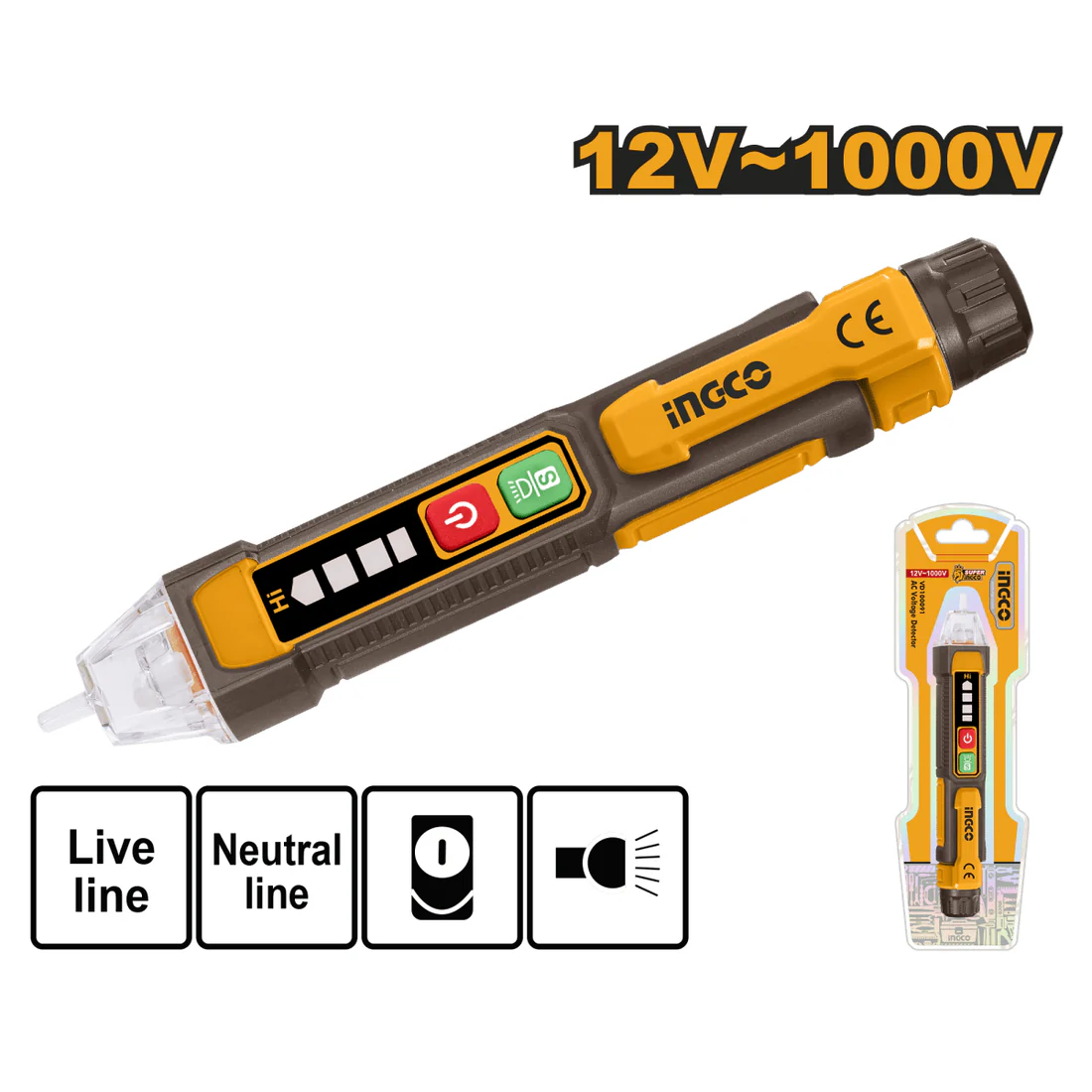 Detector de Voltage AC 12-1000v INGCO  VD100091