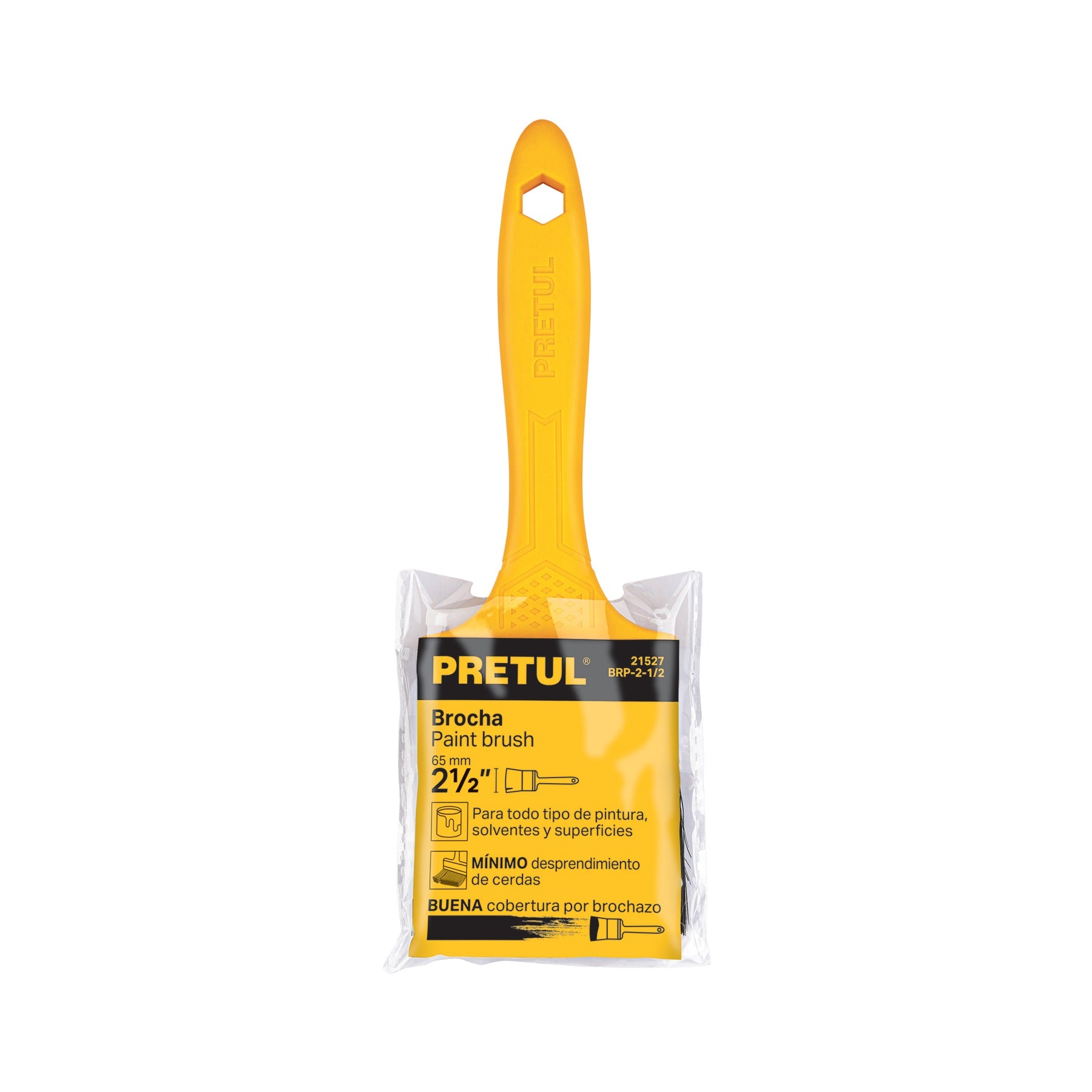 Brocha uso general de 2-1/2" con mango de plástico, PRETUL 21527