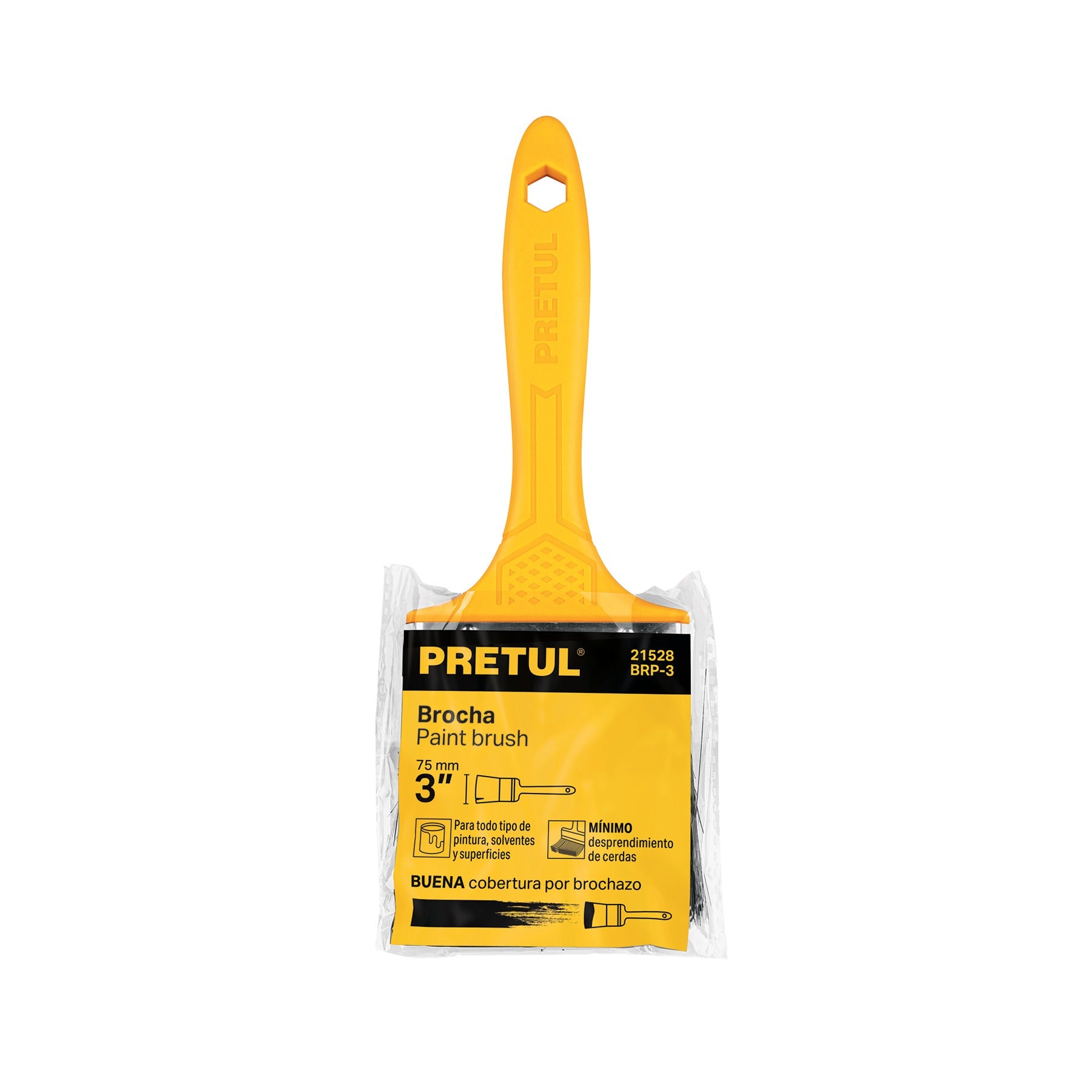 Brocha uso general de 3" con mango de plástico, PRETUL 21528