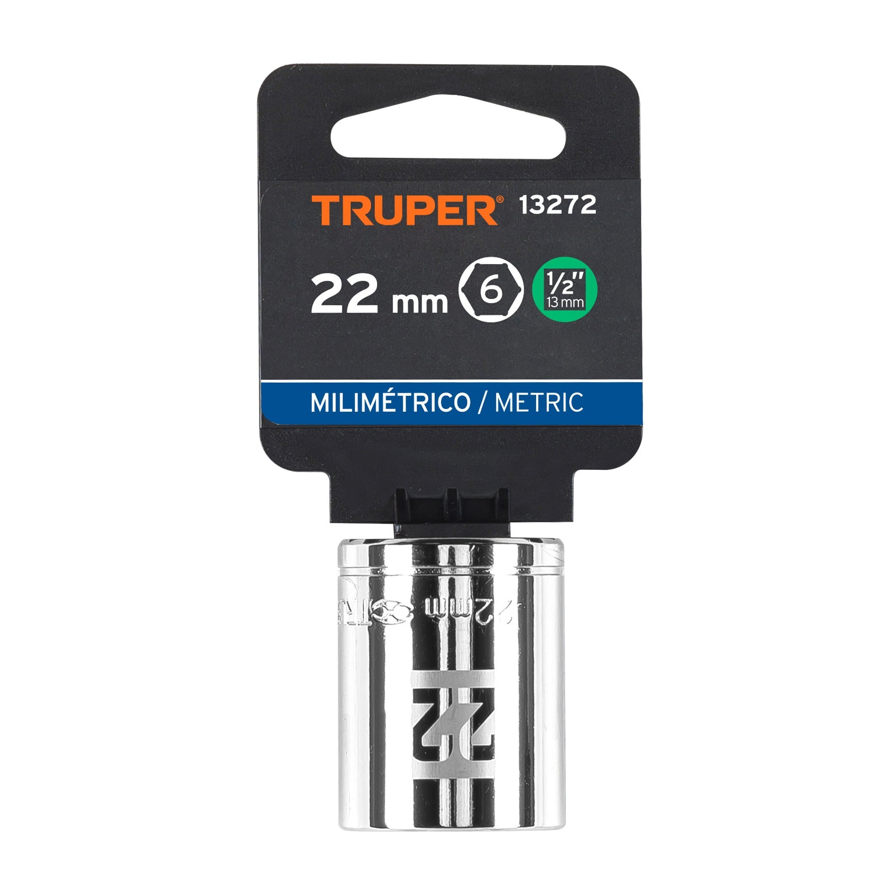 Dado de 22 mm, 6 puntas, cuadro 1/2", TRUPER - 13272
