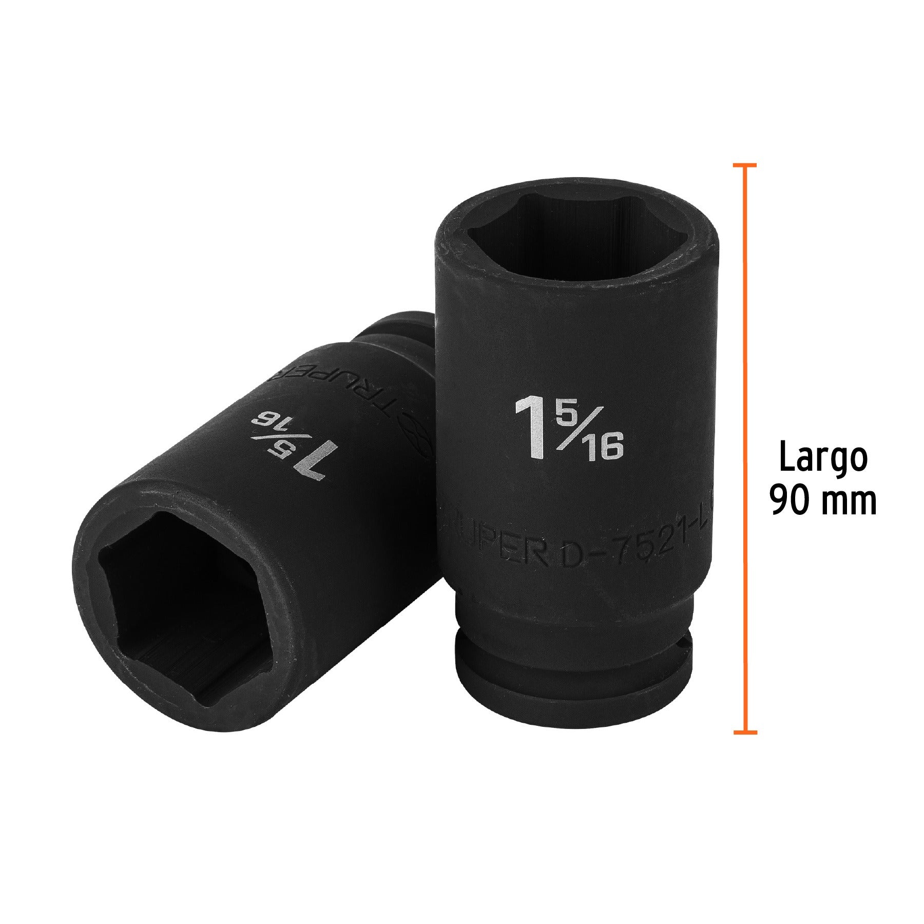 Dado largo de impacto de 1-5/16", 6 puntas, cuadro 3/4" TRUPER 12439