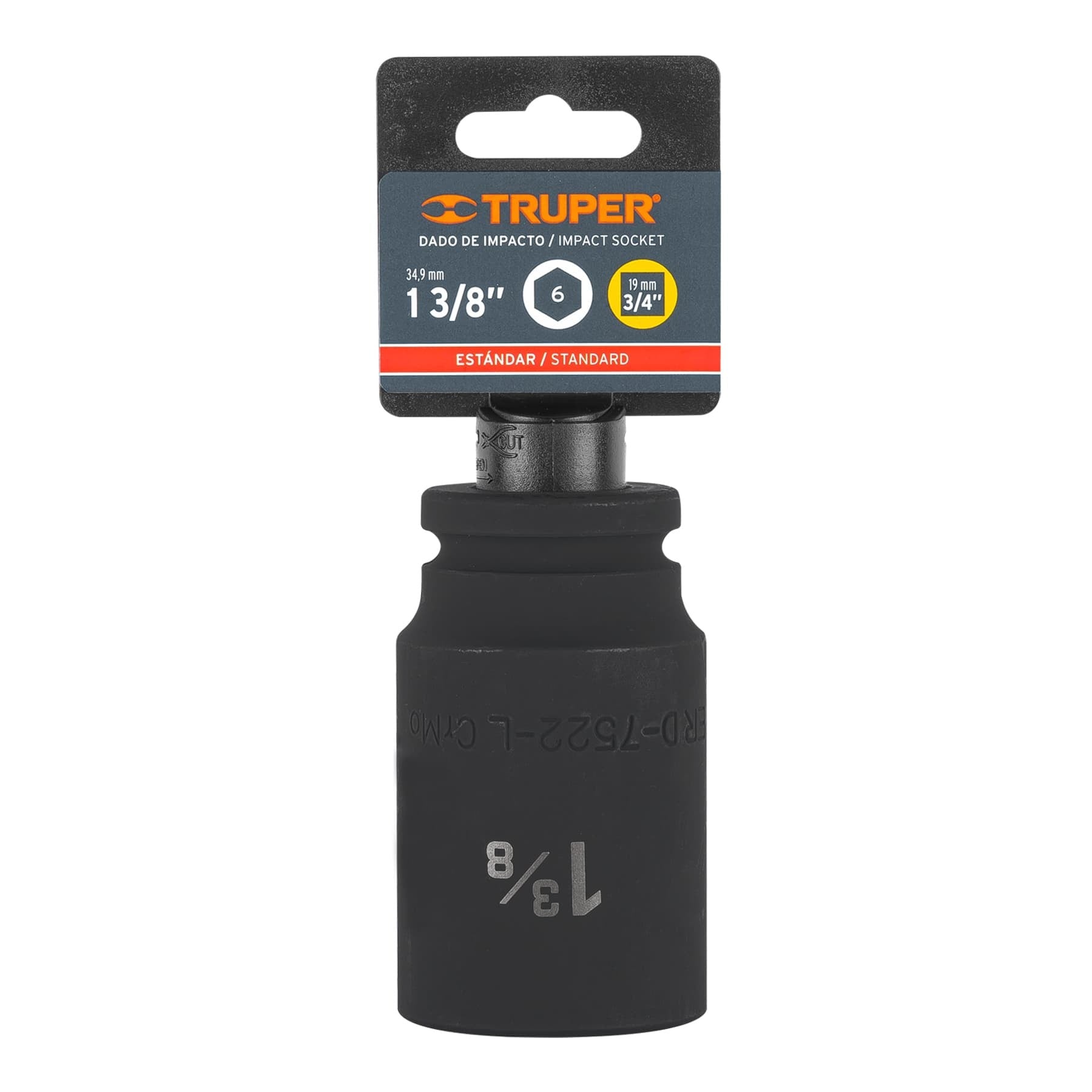 Dado largo de impacto de 1-3/8", 6 puntas, cuadro 3/4" TRUPER 12440