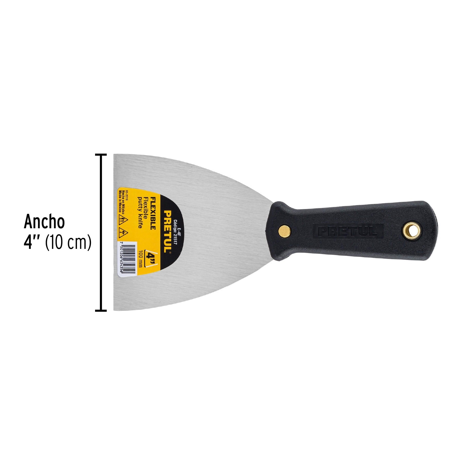 Espátula flexible 4" con mango de plástico, PRETUL 21517