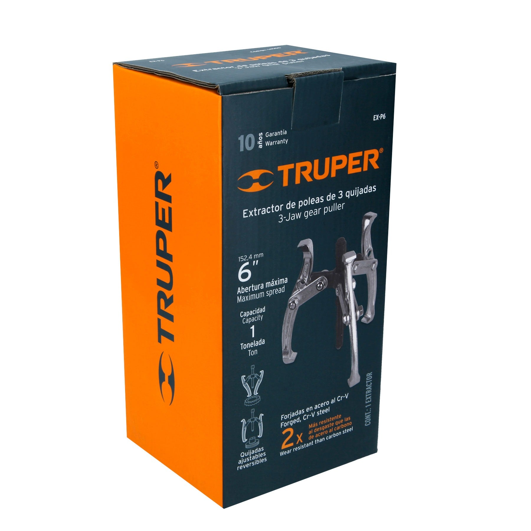 Extractor de poleas, 3 quijadas, 6", TRUPER - 14506