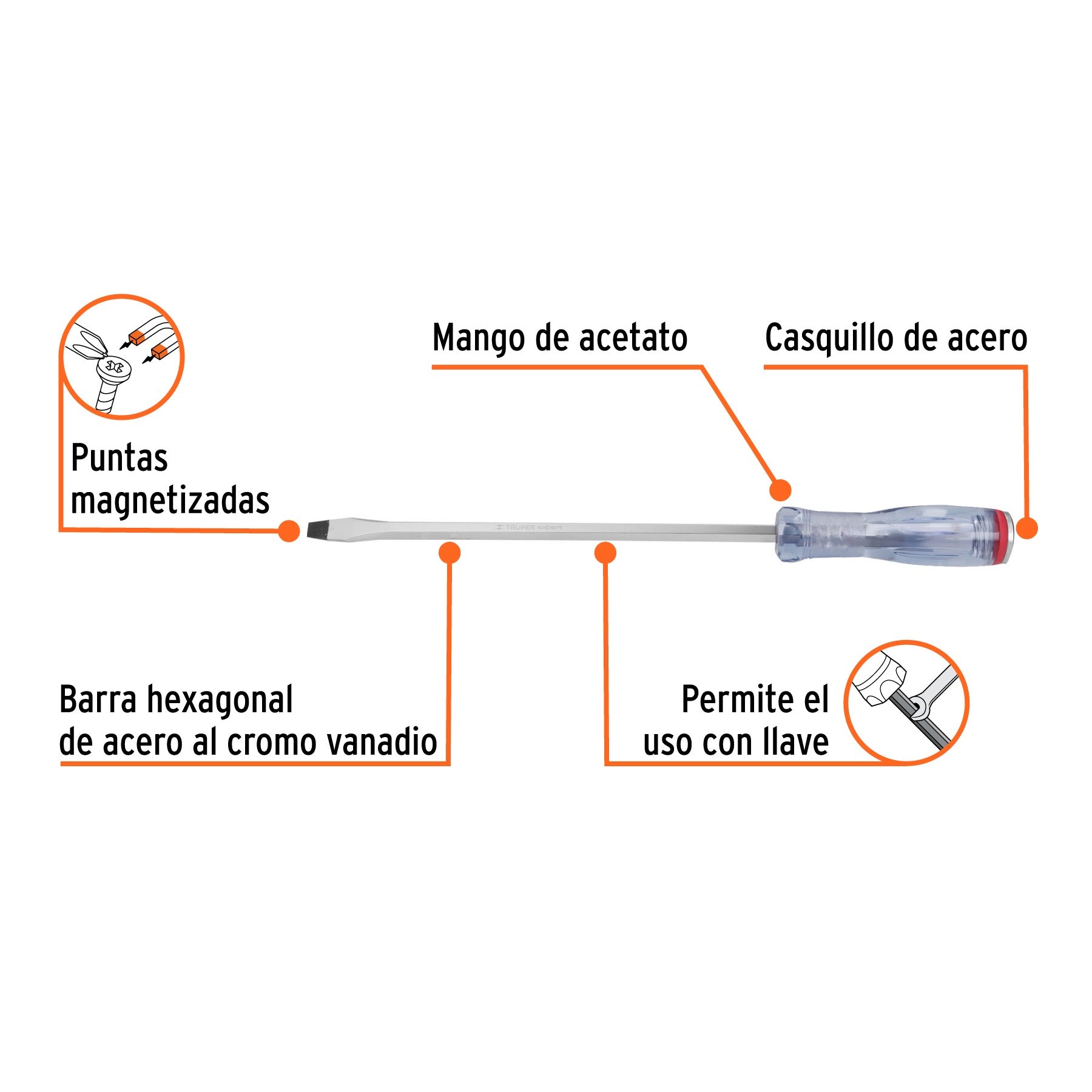 Desarmador plano de golpe 3/8" x 10", TRUPER 100813