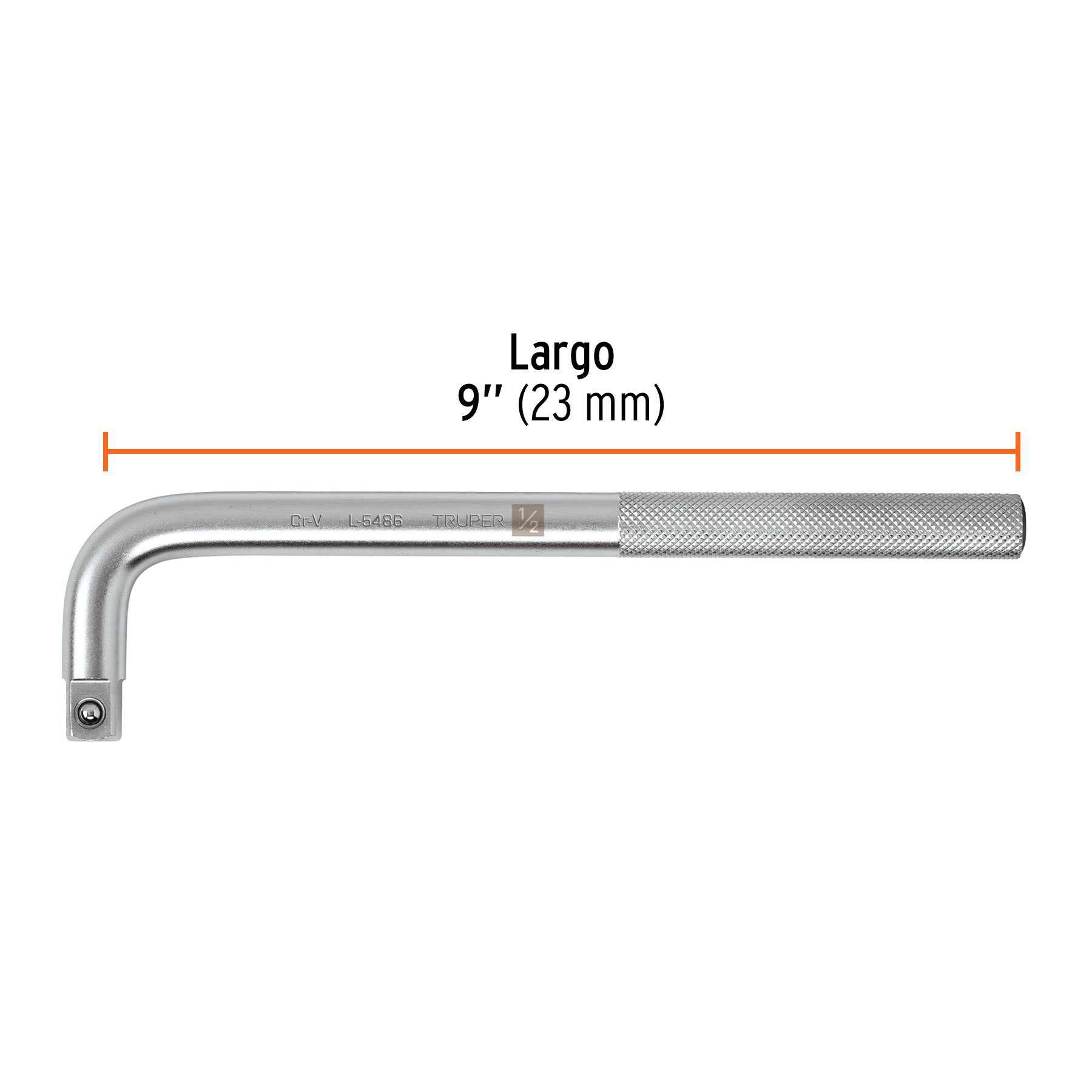 Mango cuadro 1/2" en "L", largo 9", Truper - 13913
