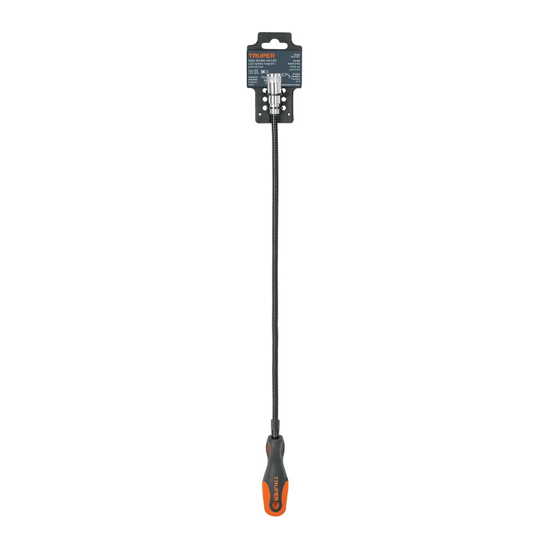 Imán flexible de acero con LED, 3 kg, TRUPER - 15326