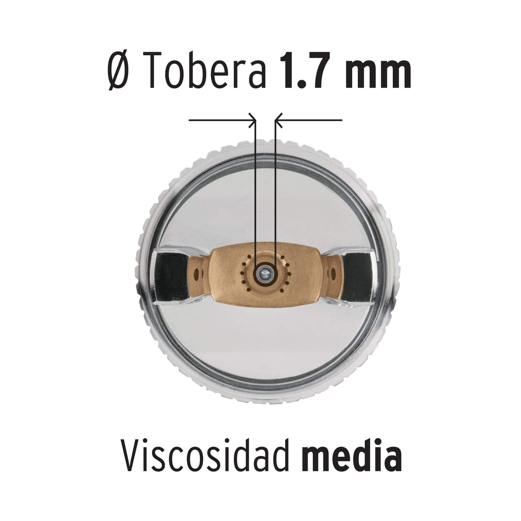 Pistola p/pintar gravedad HVLP vaso plástico, 1.7 mm, TRUPER - 12129